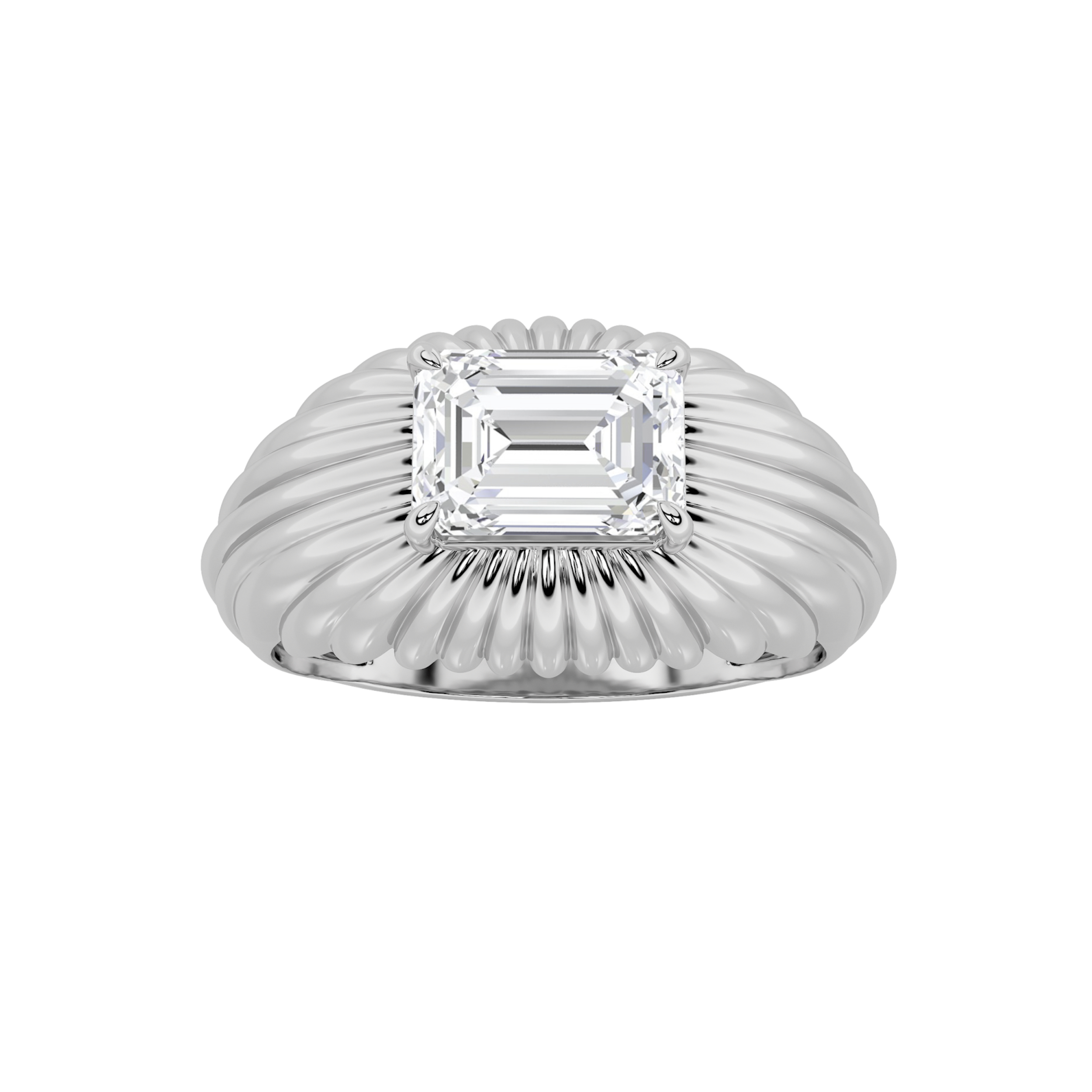 2Cttw Emerald Shaped Lab Grown Diamond (F/VS)  Ring in 14K Gold