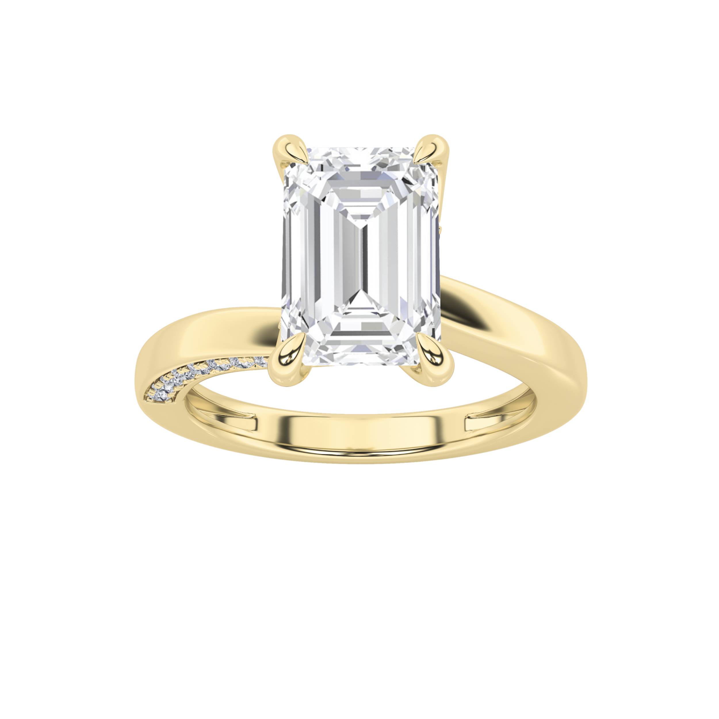 2.5Cttw Emerald Shaped Lab Grown Diamond (F/VS) Accented Engagement Ring in 14K Gold