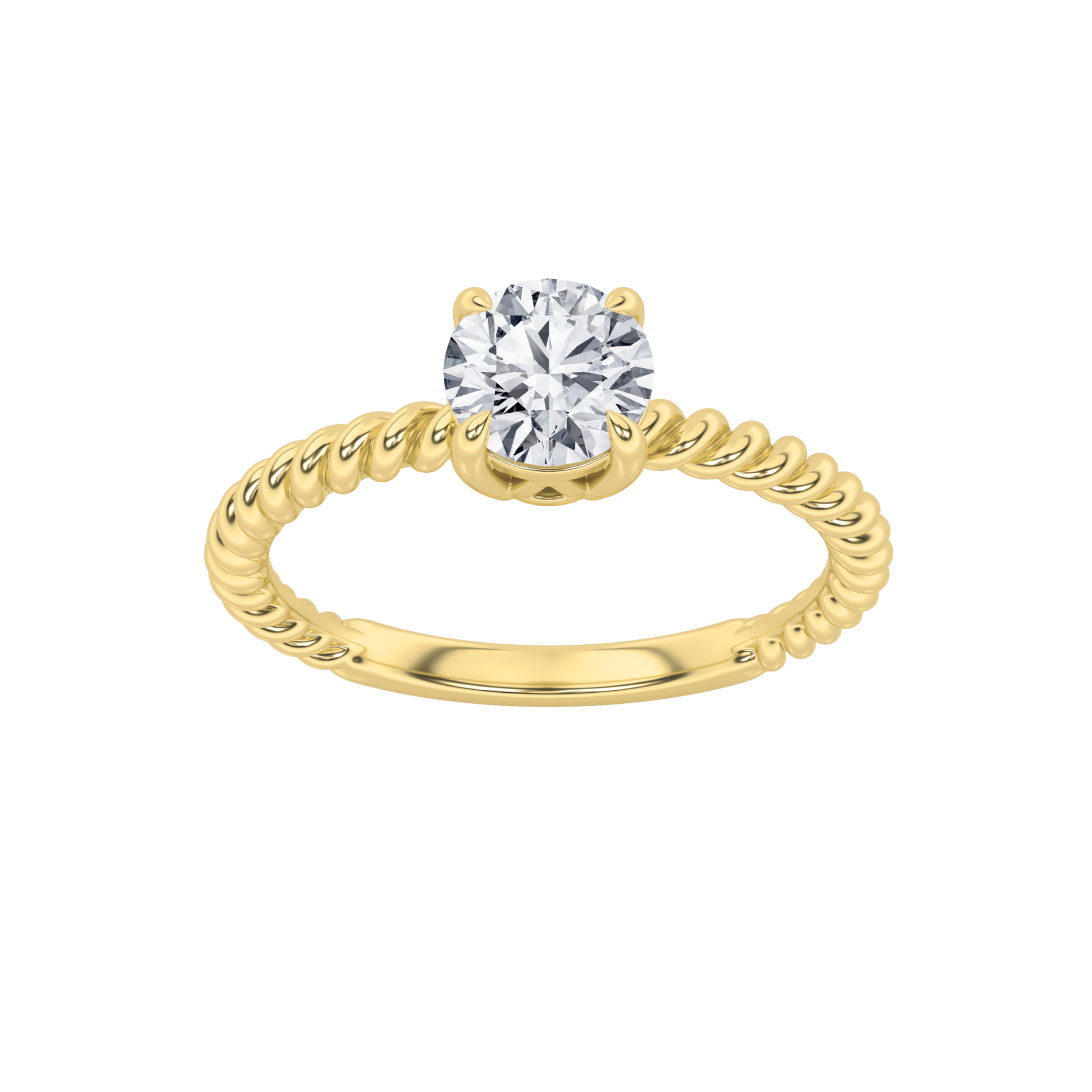 0.5Cttw Round Shaped Lab Grown Diamond (F/VS) Solitaire Engagement Ring in 14K Gold