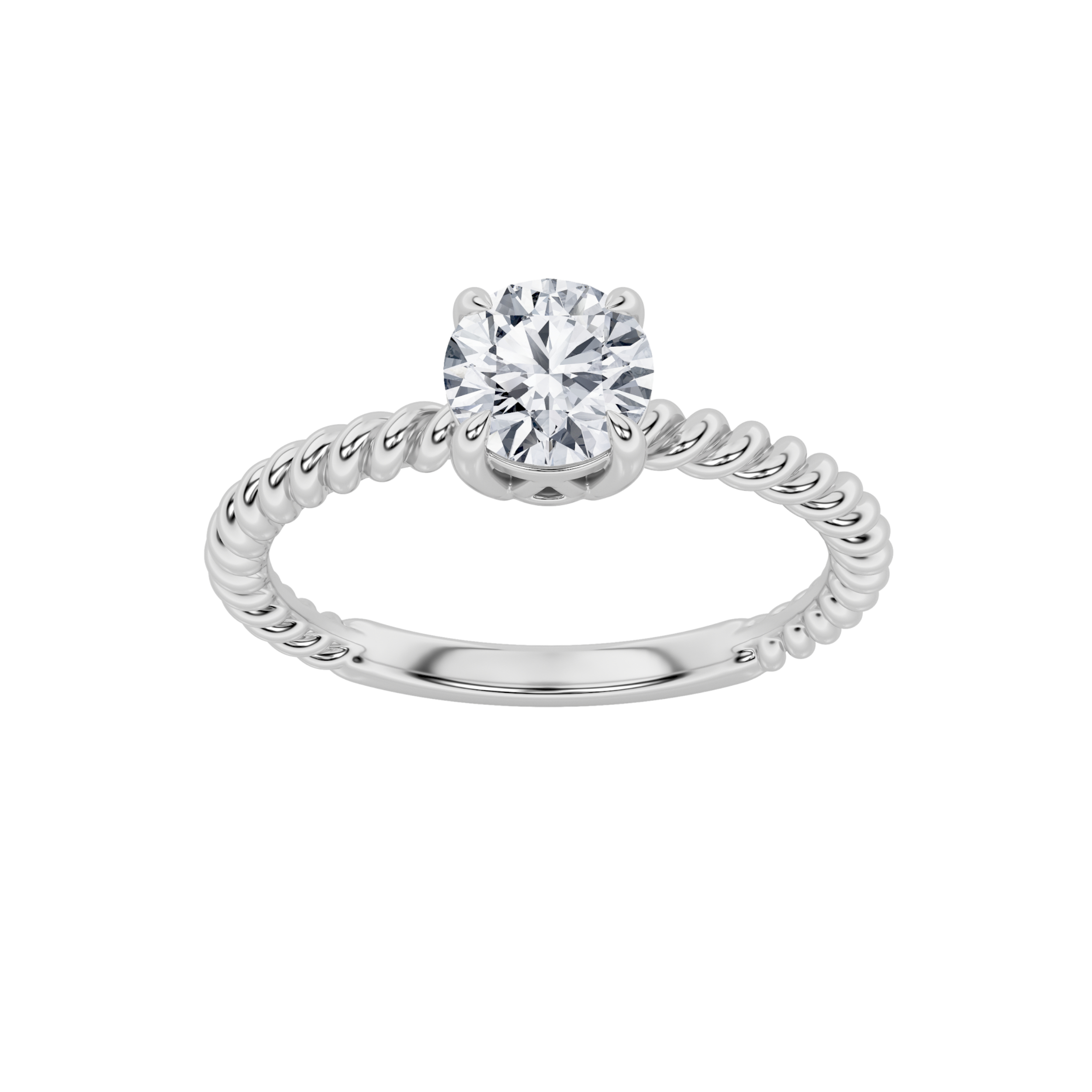 0.5Cttw Round Shaped Lab Grown Diamond (F/VS) Solitaire Engagement Ring in 14K Gold