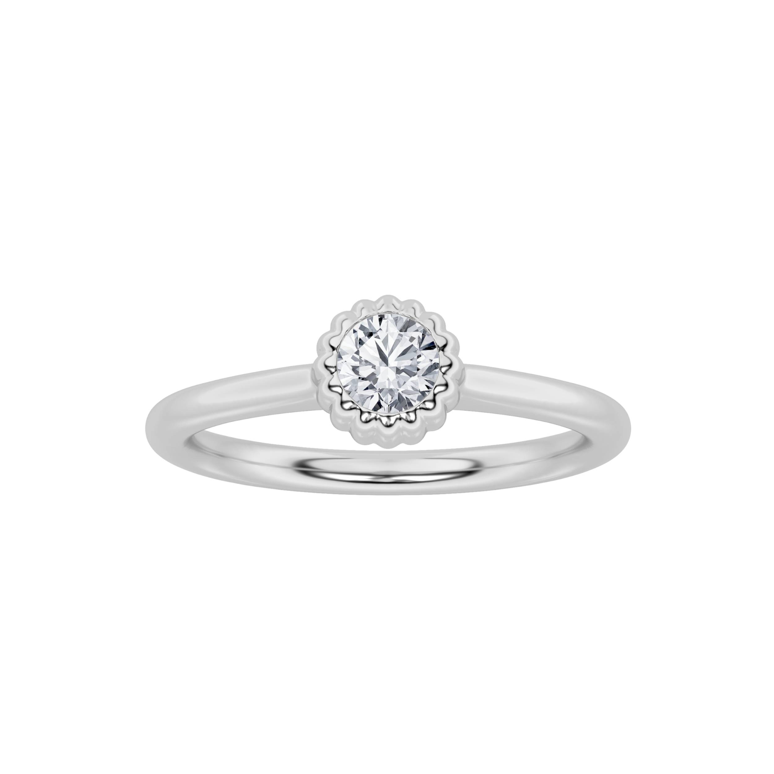 0.25Cttw Round Shaped Lab Grown Diamond (F/VS) Petite Solitaire Engagement RING in 14K Gold