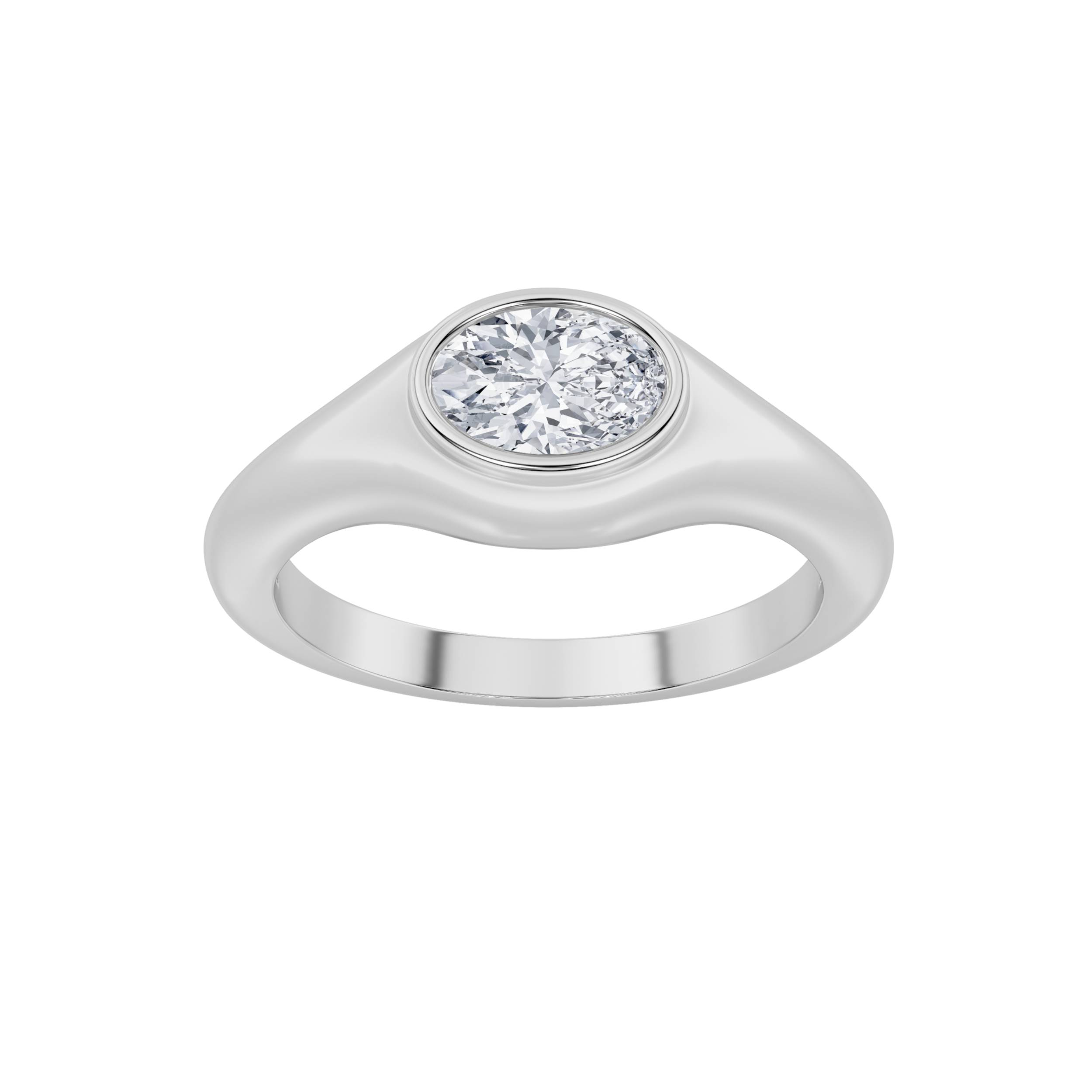 0.5Cttw Oval Shaped Lab Grown Diamond (F/VS) Solitaire Engagement Ring in 14K Gold
