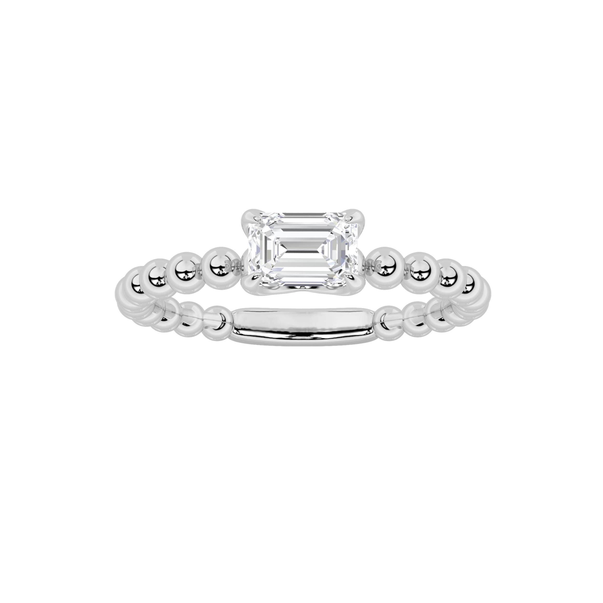 0.5Cttw Emerald Shaped Lab Grown Diamond (F/VS) Petite Solitaire Engagement Ring in 14K Gold