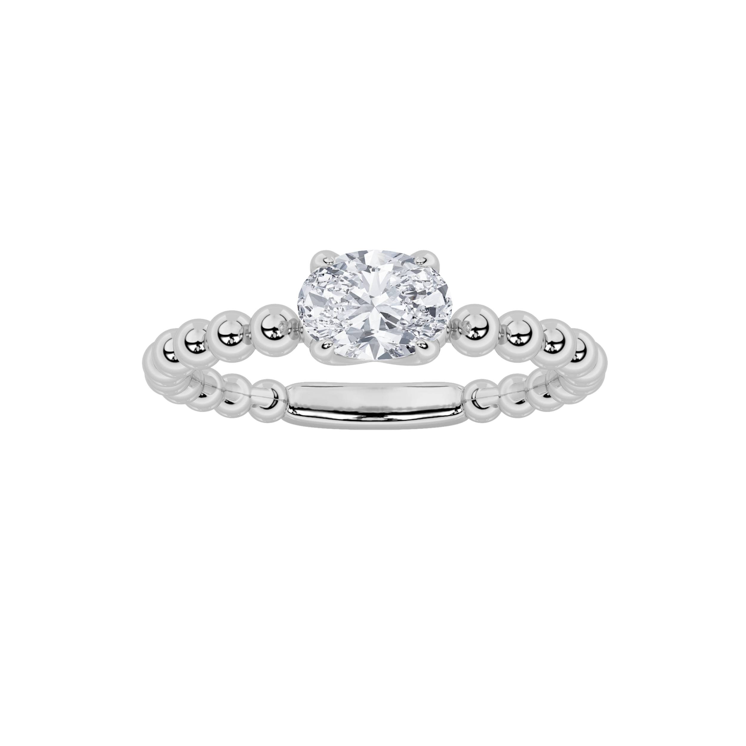 0.5Cttw Oval Shaped Lab Grown Diamond (F/VS) Petite Solitaire Engagement Ring in 14K Gold