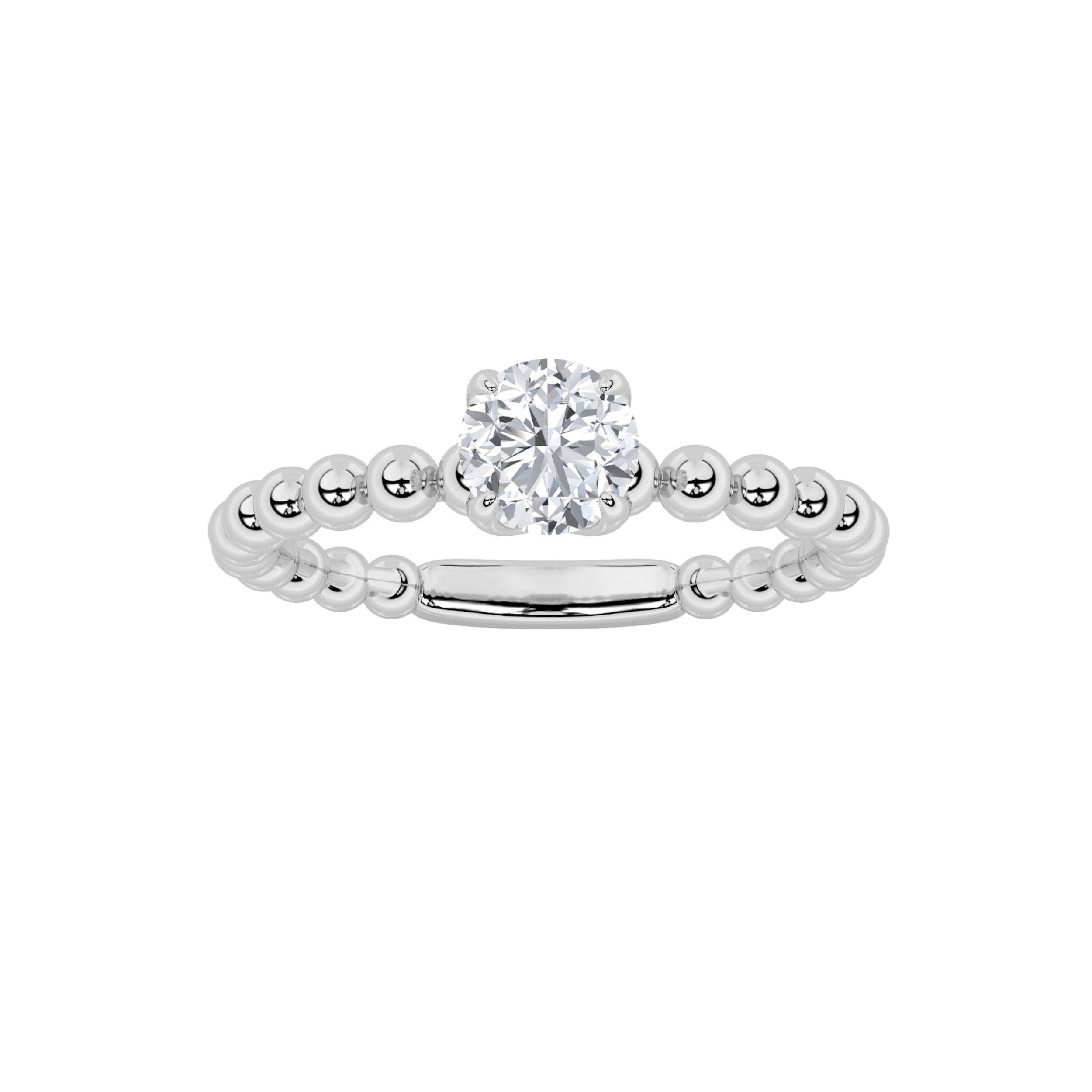 0.5Cttw Round Shaped Lab Grown Diamond (F/VS) Petite Solitaire Engagement Ring in 14K Gold