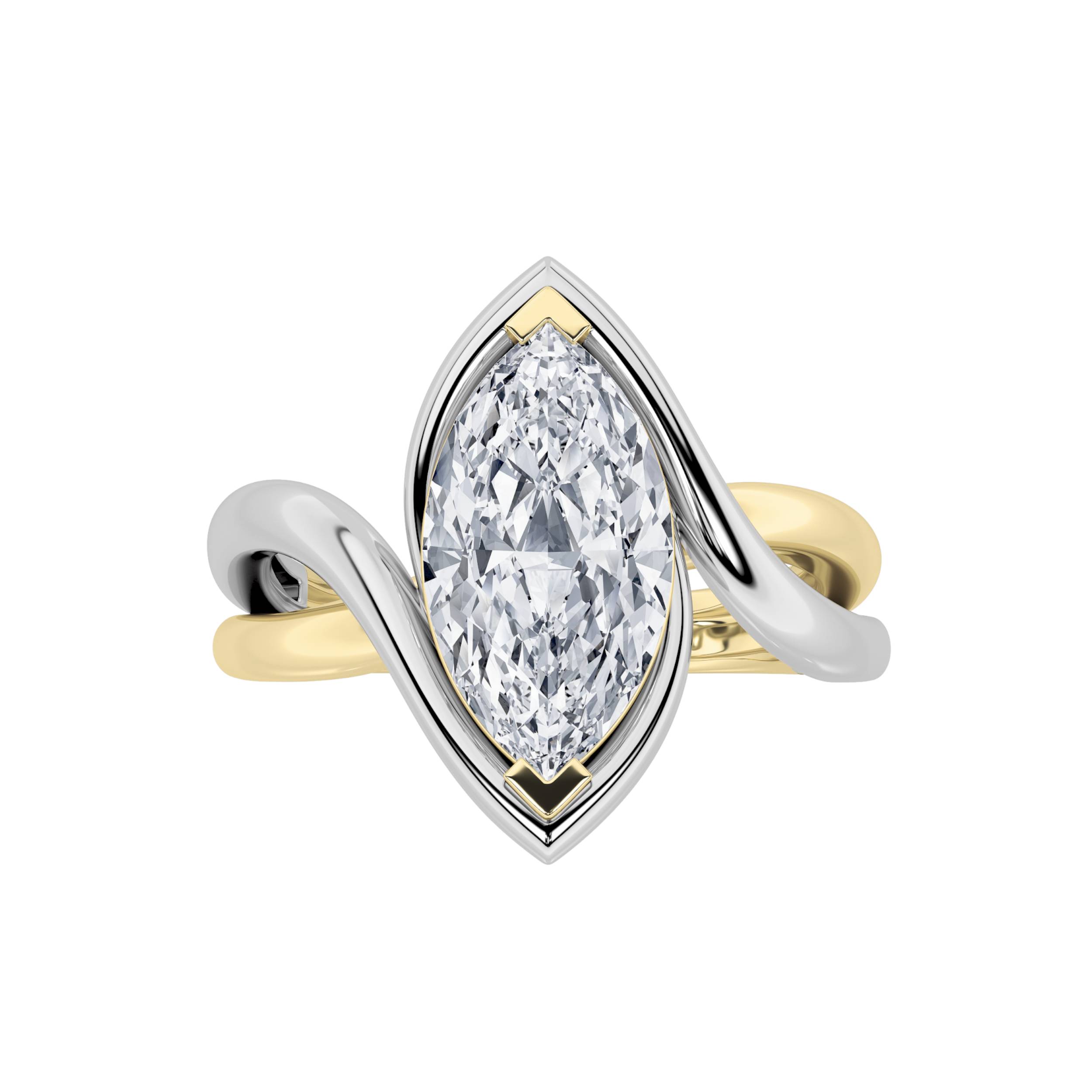 2Cttw Marquise Shaped Lab Grown Diamond (F/VS) Solitaire Engagement Ring in 14K Gold