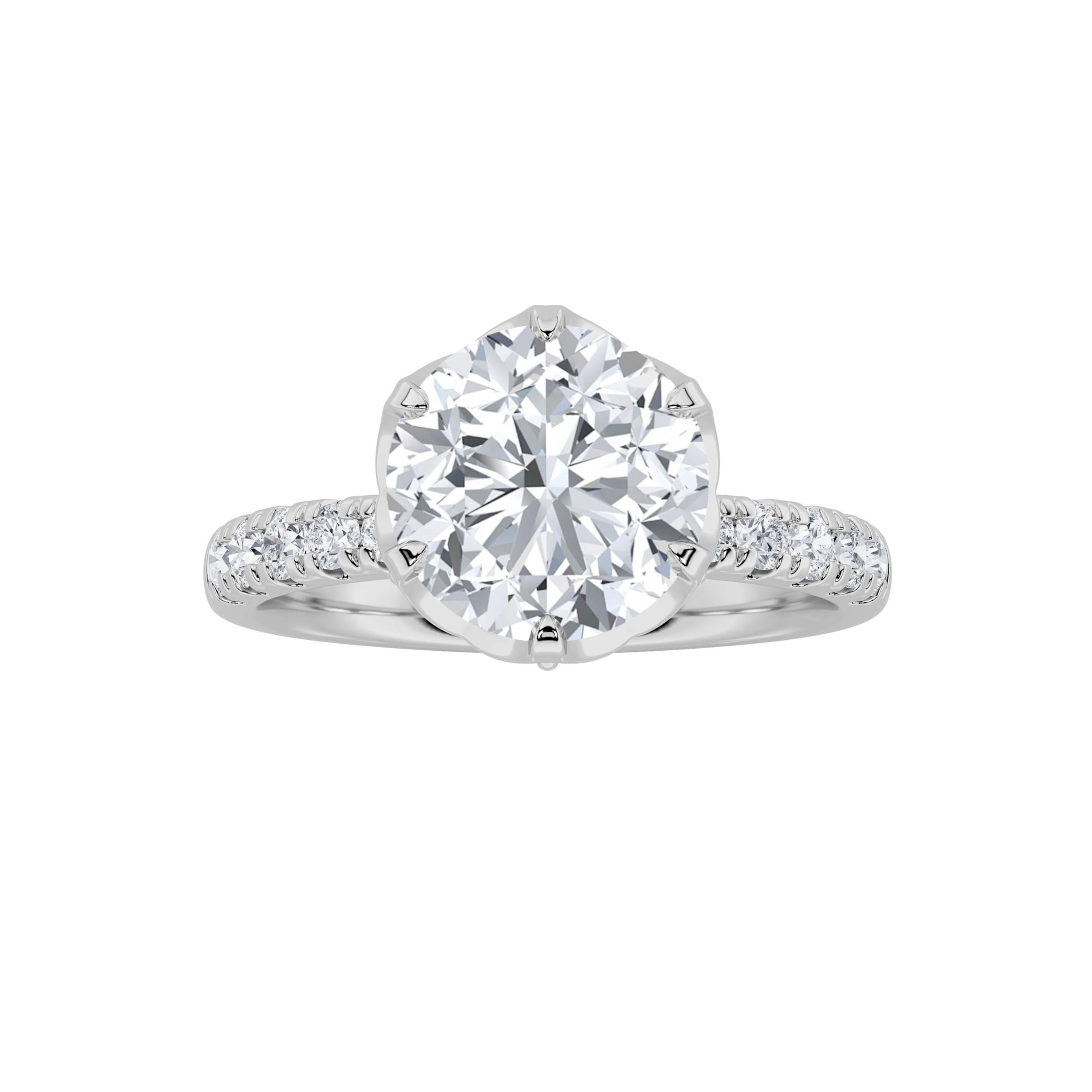 2Cttw Round Shaped Lab Grown Diamond (F/VS) Solitaire Engagement Ring in 14K Gold