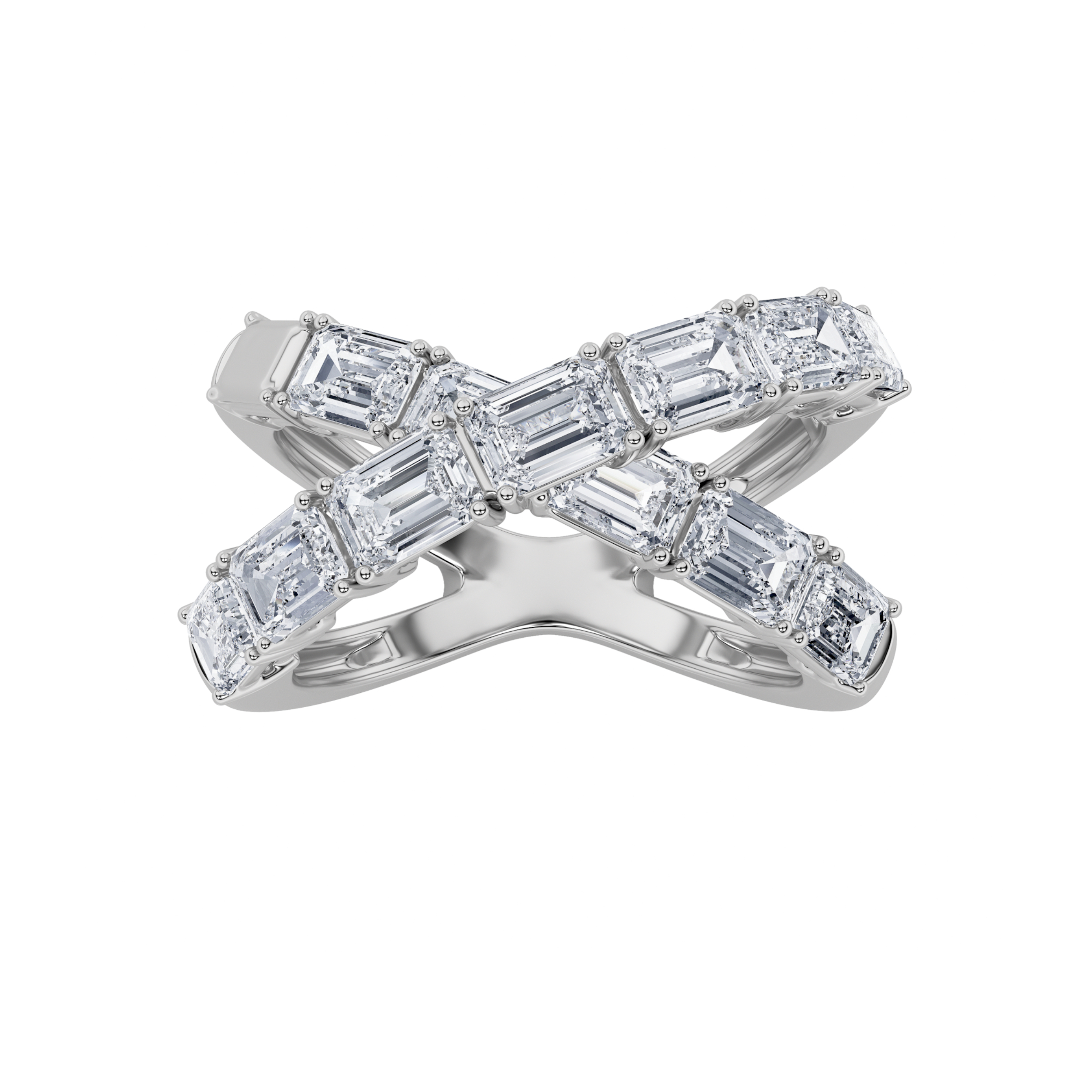 3Cttw Emerald Shaped Lab Grown Diamond (F/VS)  Ring in 14K Gold