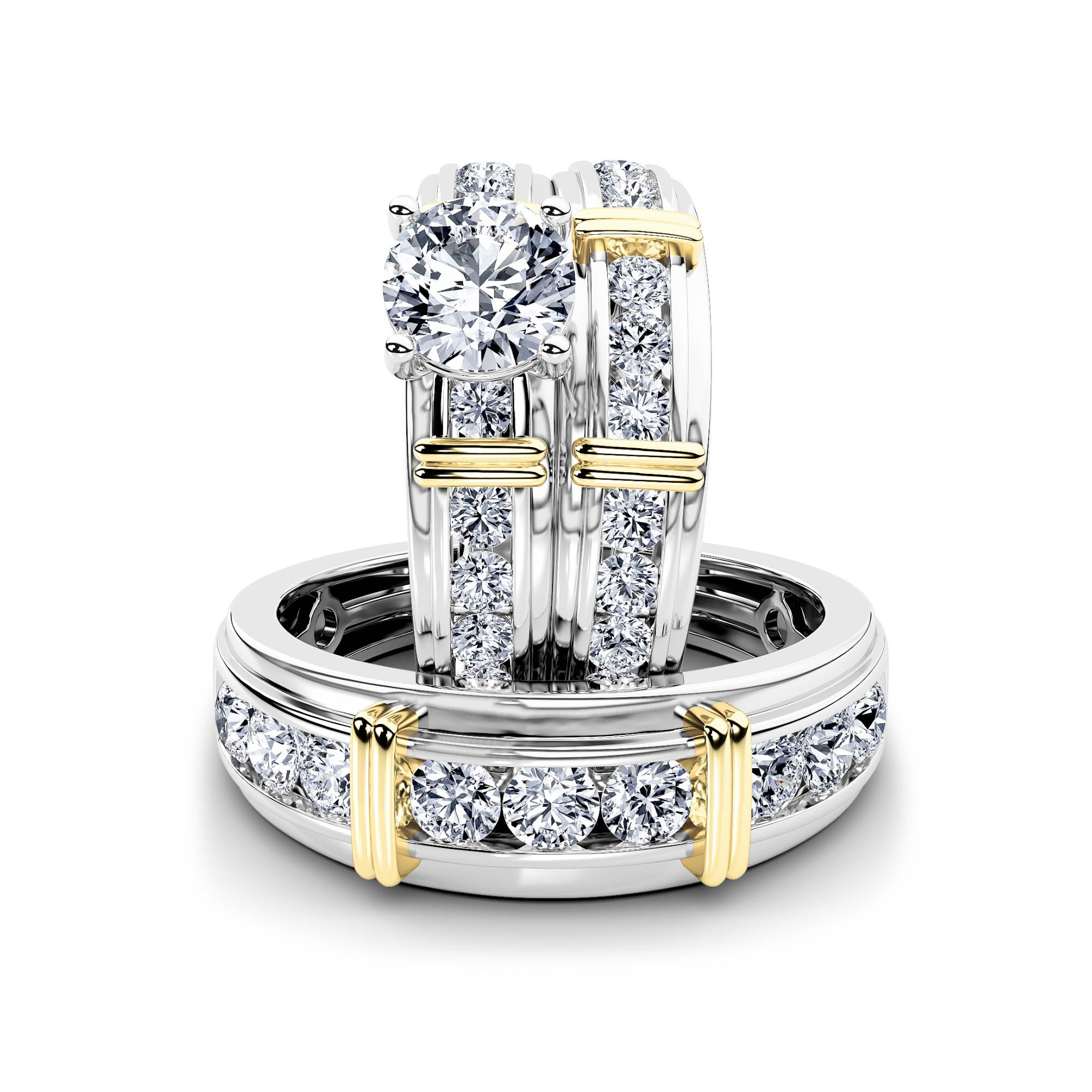 3Cttw Round Shaped Lab Grown Diamond (F/VS)  Ring in 14K Gold