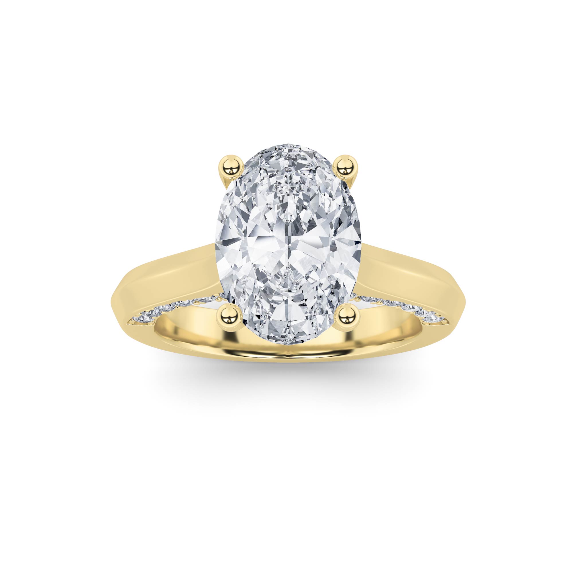 3Cttw Oval Shaped Lab Grown Diamond (F/VS) Accented Solitaire Engagement Ring in 14K Gold