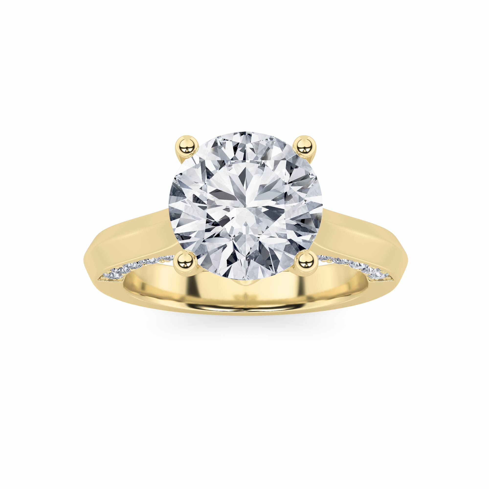 3Cttw Round Shaped Lab Grown Diamond (F/VS) Accented Solitaire Engagement Ring in 14K Gold