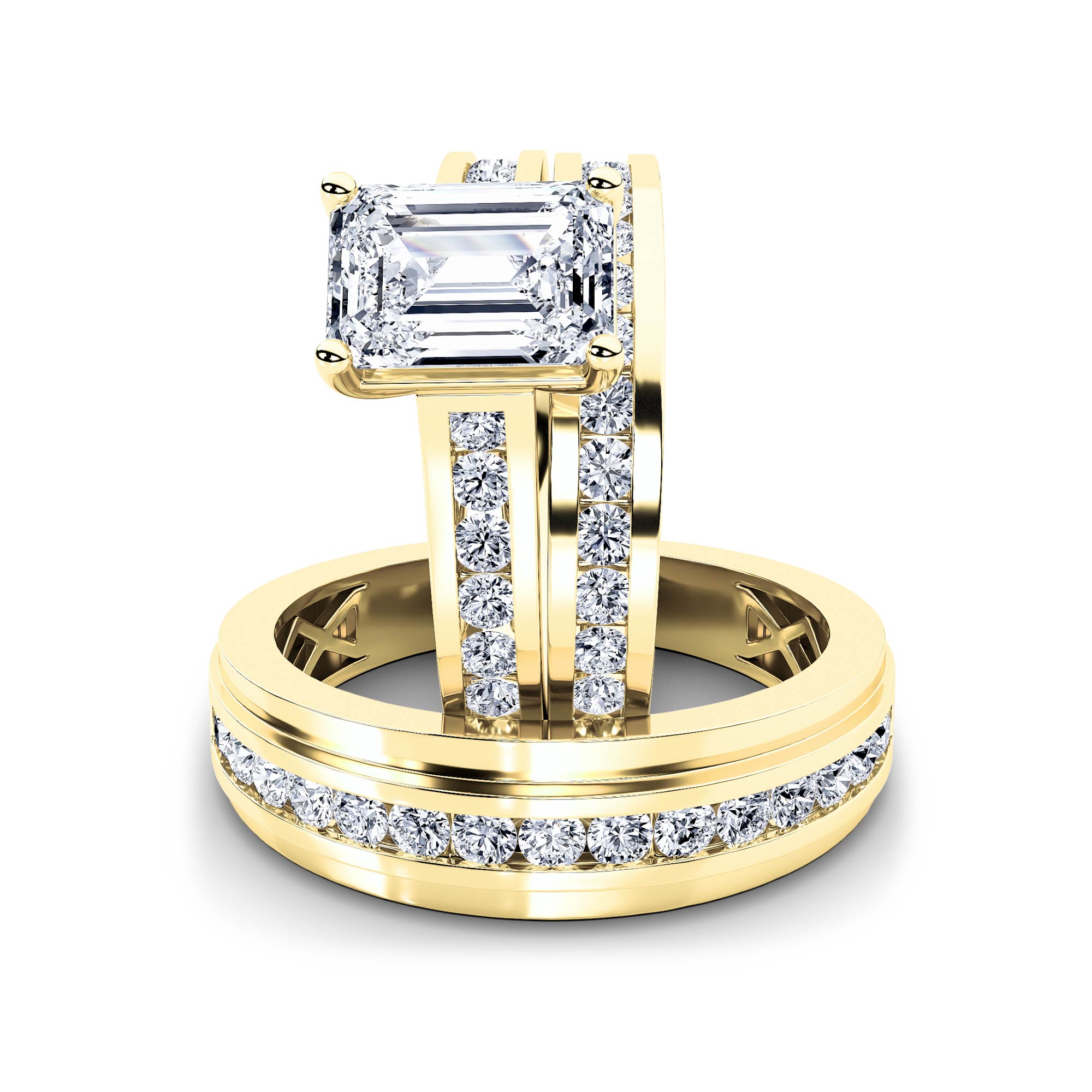 3.5Cttw Emerald Shaped Lab Grown Diamond (F/VS)  Ring in 14K Gold