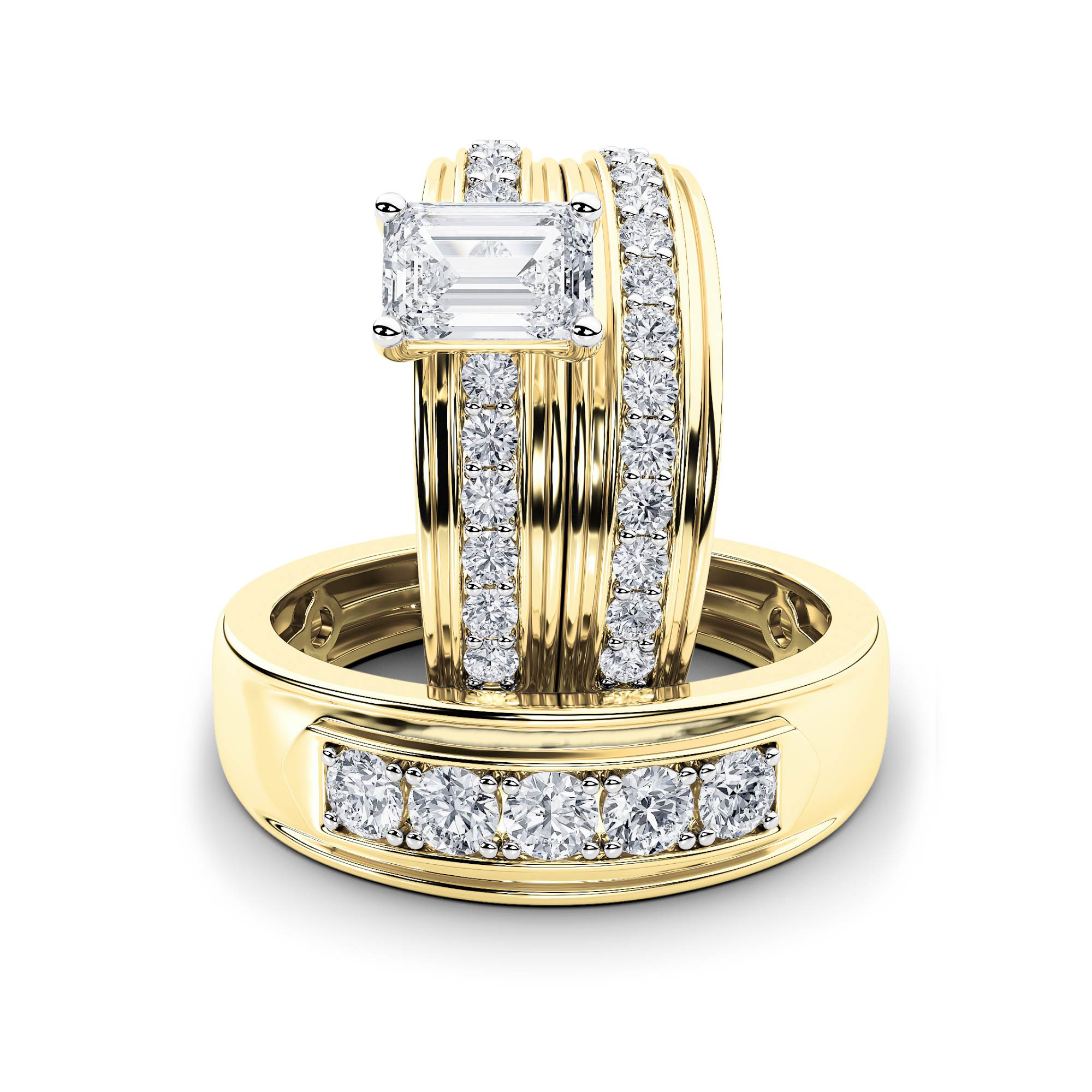 2Cttw Emerald Shaped Lab Grown Diamond (F/VS)  Ring in 14K Gold