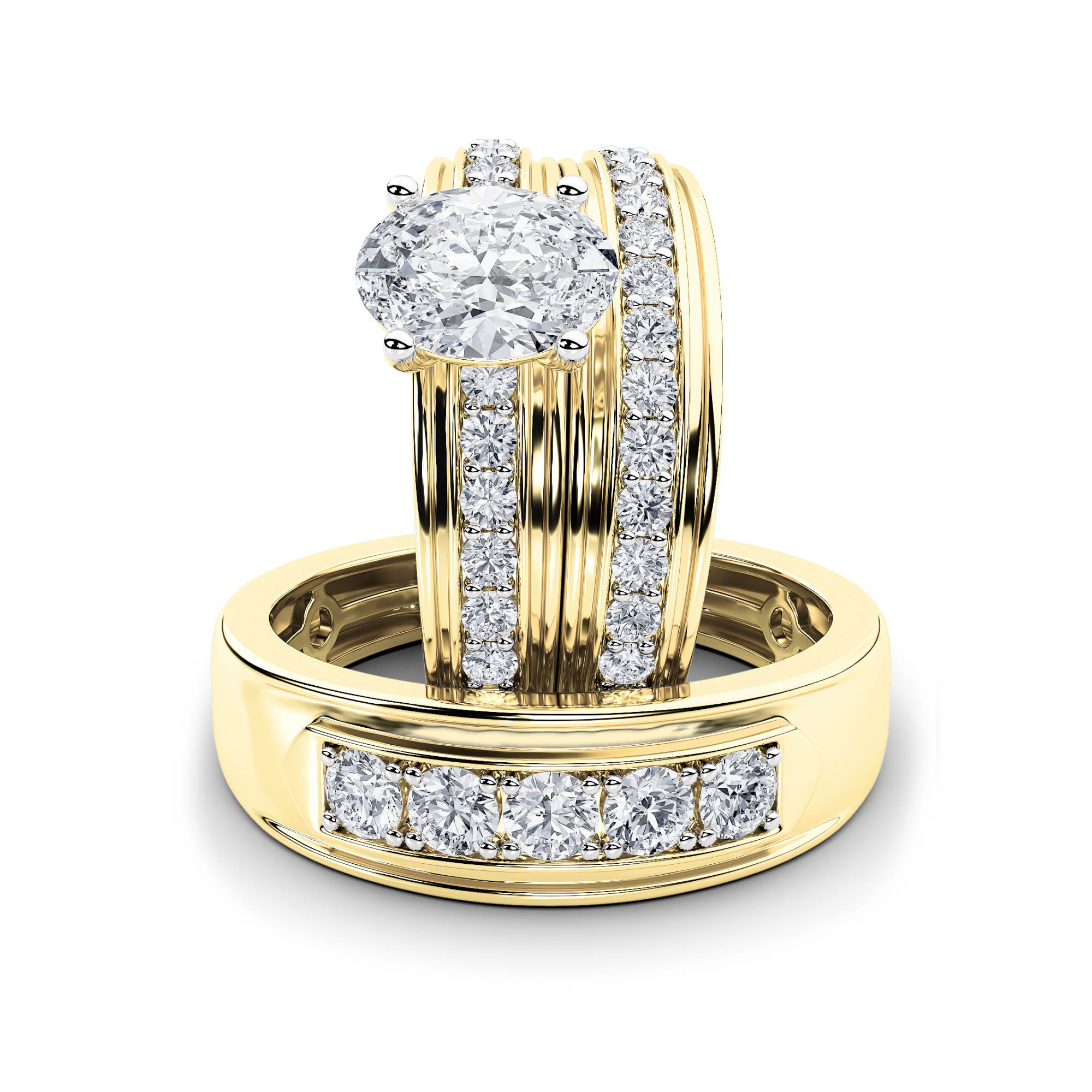2Cttw Oval Shaped Lab Grown Diamond (F/VS)  Ring in 14K Gold