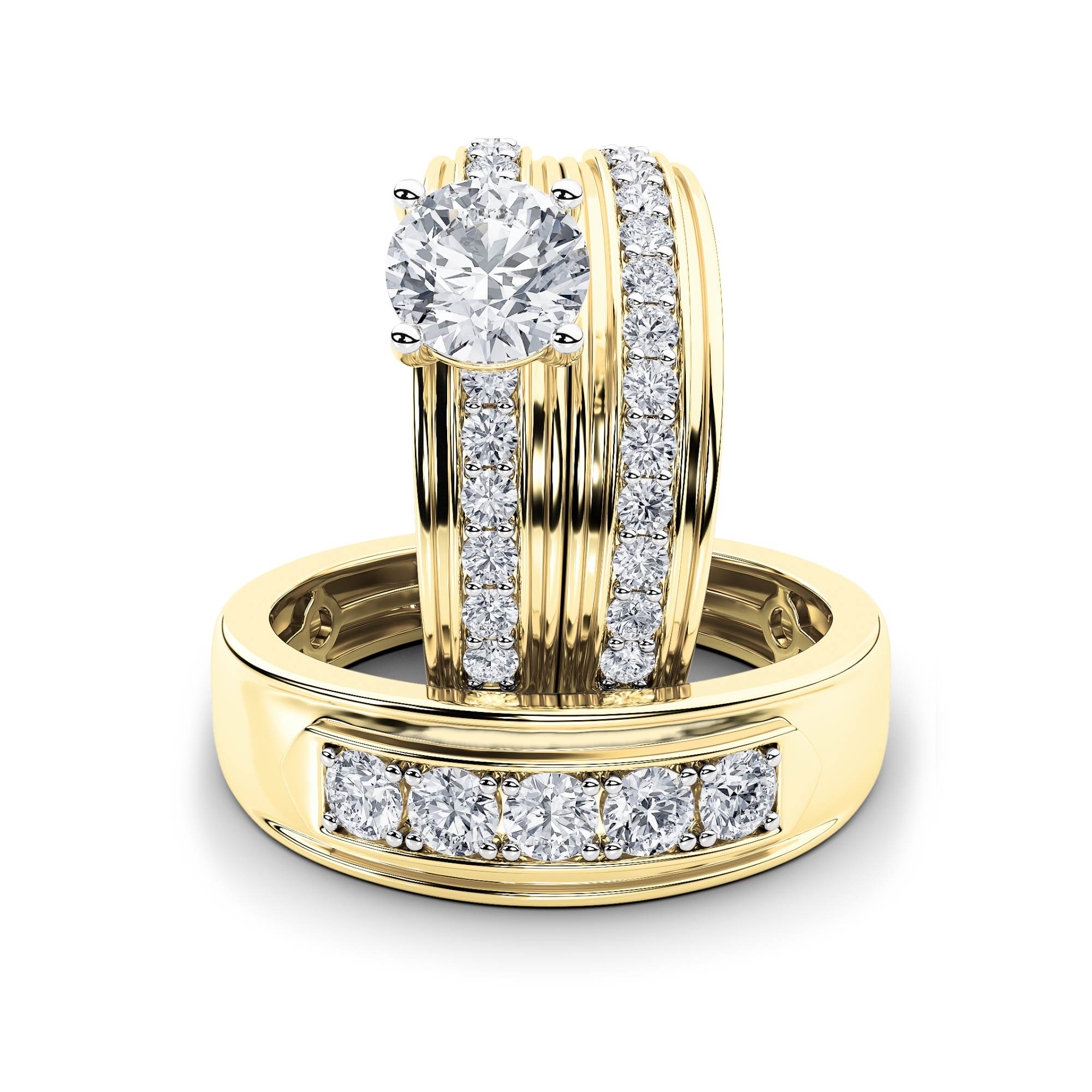 2Cttw Round Shaped Lab Grown Diamond (F/VS)  Ring in 14K Gold