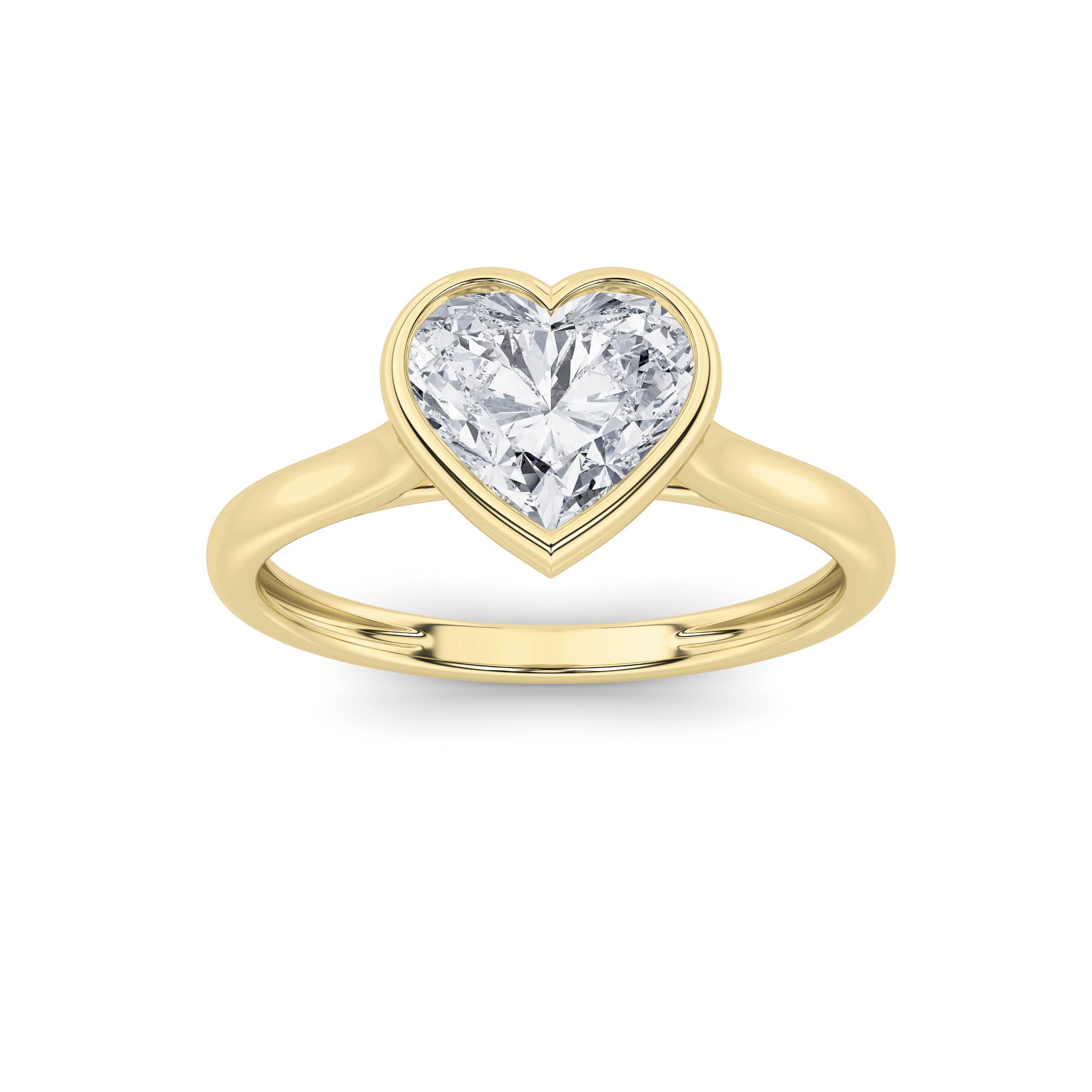 1Cttw Heart Shaped Lab Grown Diamond (F/VS) Bezel Set Solitaire RING in 14K Gold