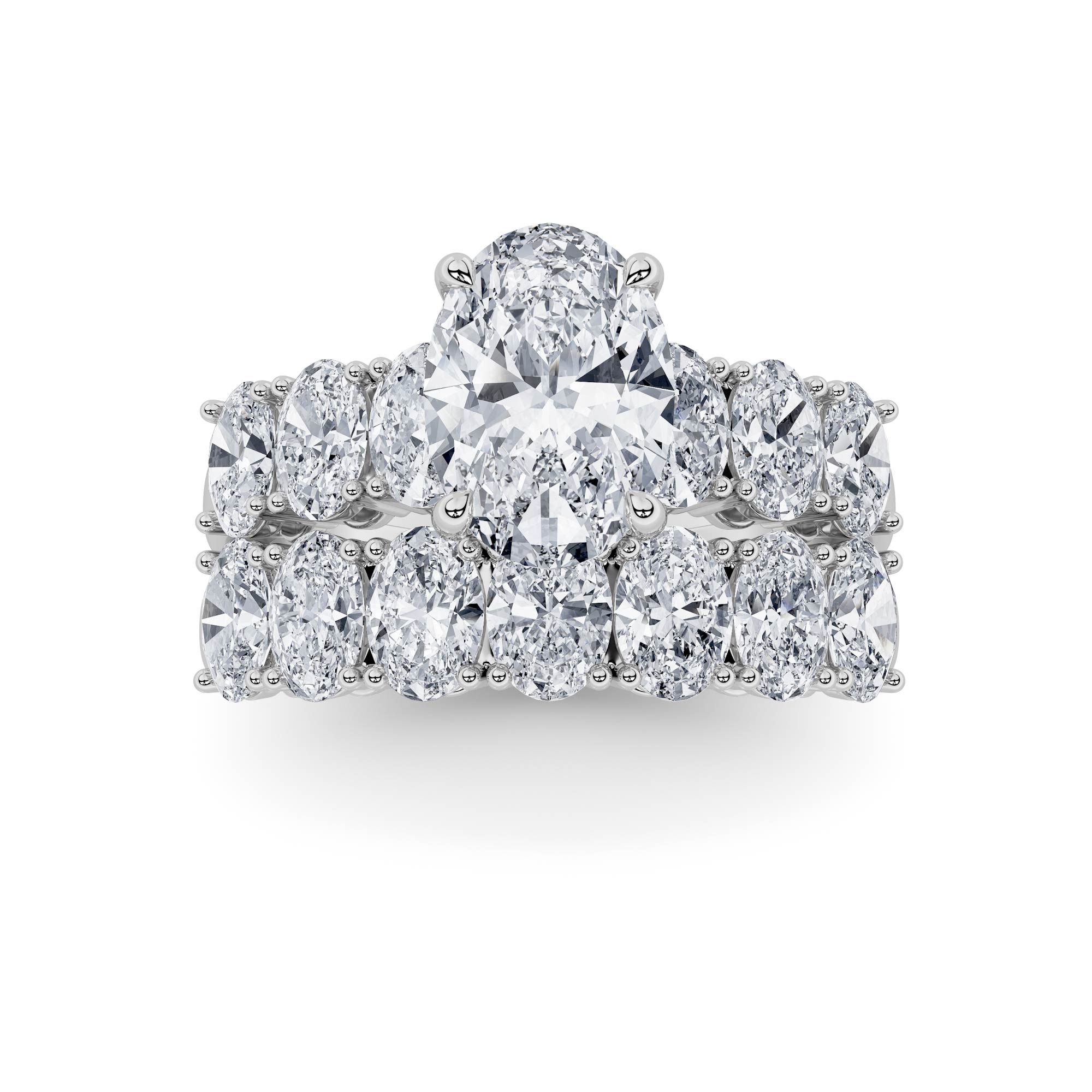 3.5Cttw Oval Shaped Lab Grown Diamond (F/VS) Bridal Set with Matching Band and  Ring in 14K Gold