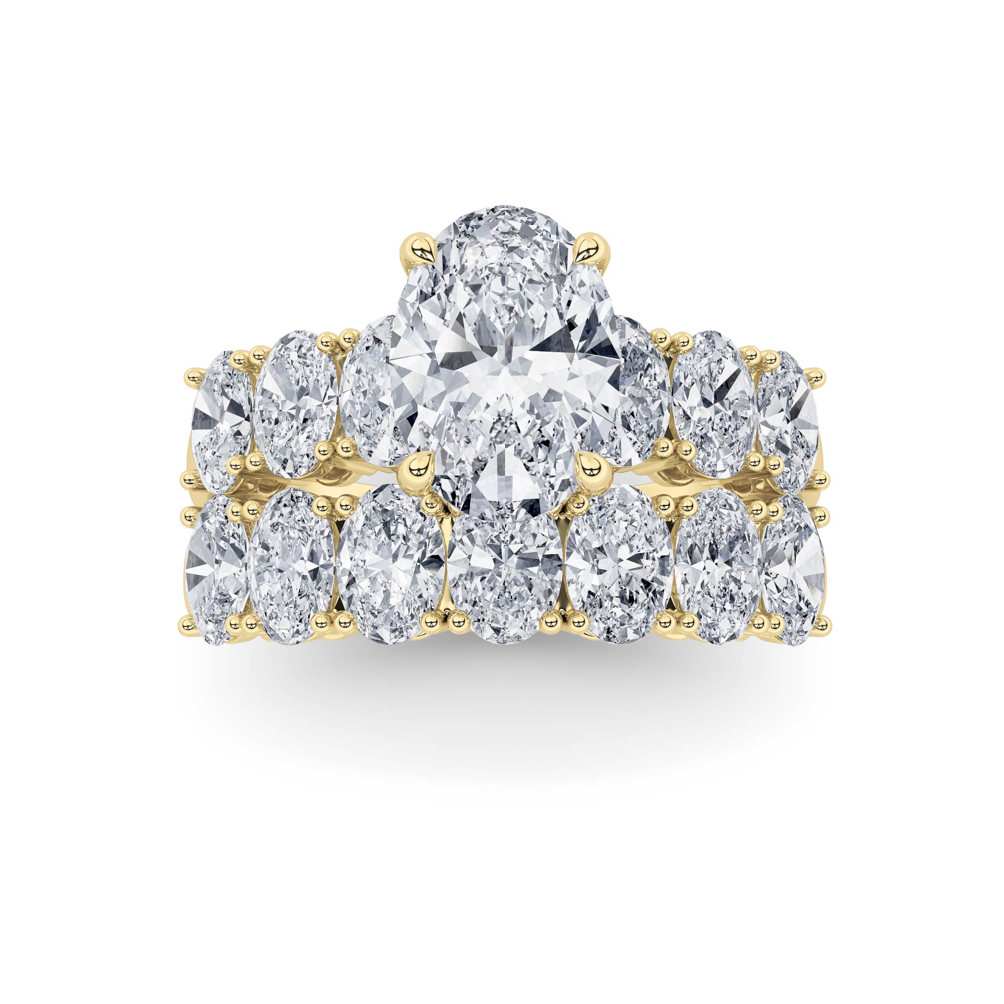 3.5Cttw Oval Shaped Lab Grown Diamond (F/VS) Bridal Set with Matching Band and  Ring in 14K Gold