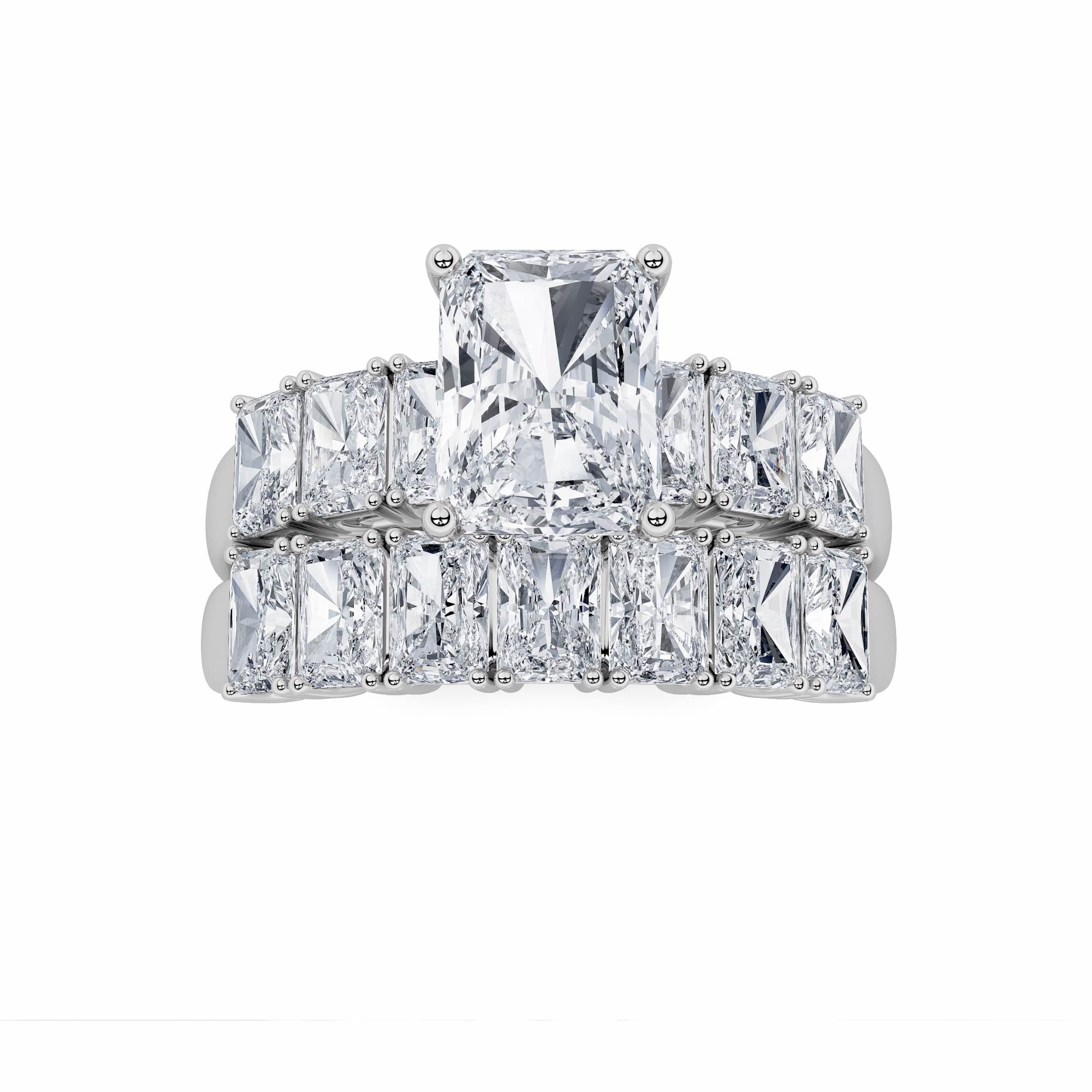 3.50 CT Radiant Diamond Ring in 14K White Gold