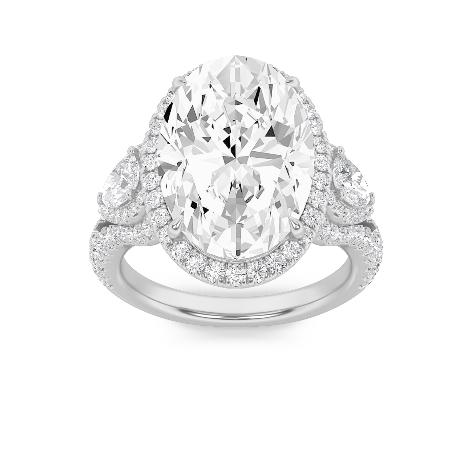 6.25Cttw Oval Shaped Lab Grown Diamond (F/VS) Bold Accented Statement Engagement Ring in 14K Gold