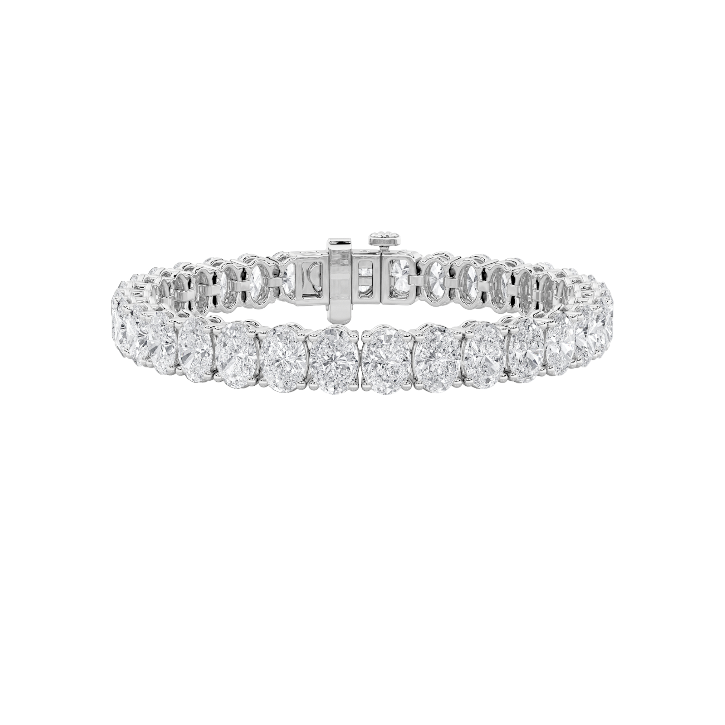 13.5Cttw Oval Shaped Lab Grown Diamond (F/VS) East West Line Bracelet in 14K Gold