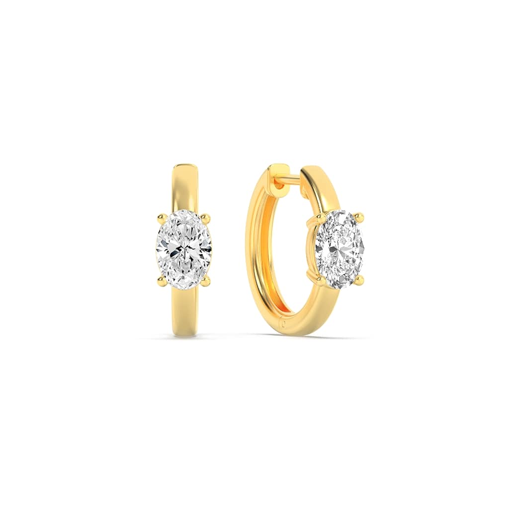 1.5Cttw Oval Shaped Lab Grown Diamond (F/VS) Accented Huggie Earrings in 14K Yellow Gold