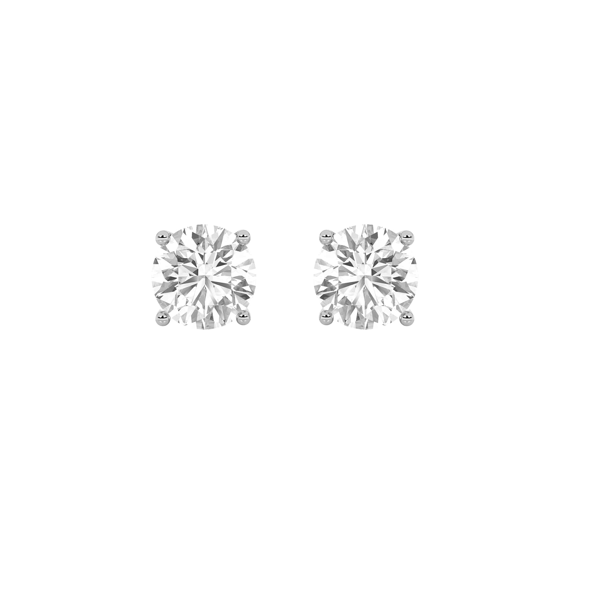 4Cttw Round Shaped Lab Grown Diamond (F/VS) Stud Earrings in 14K Gold