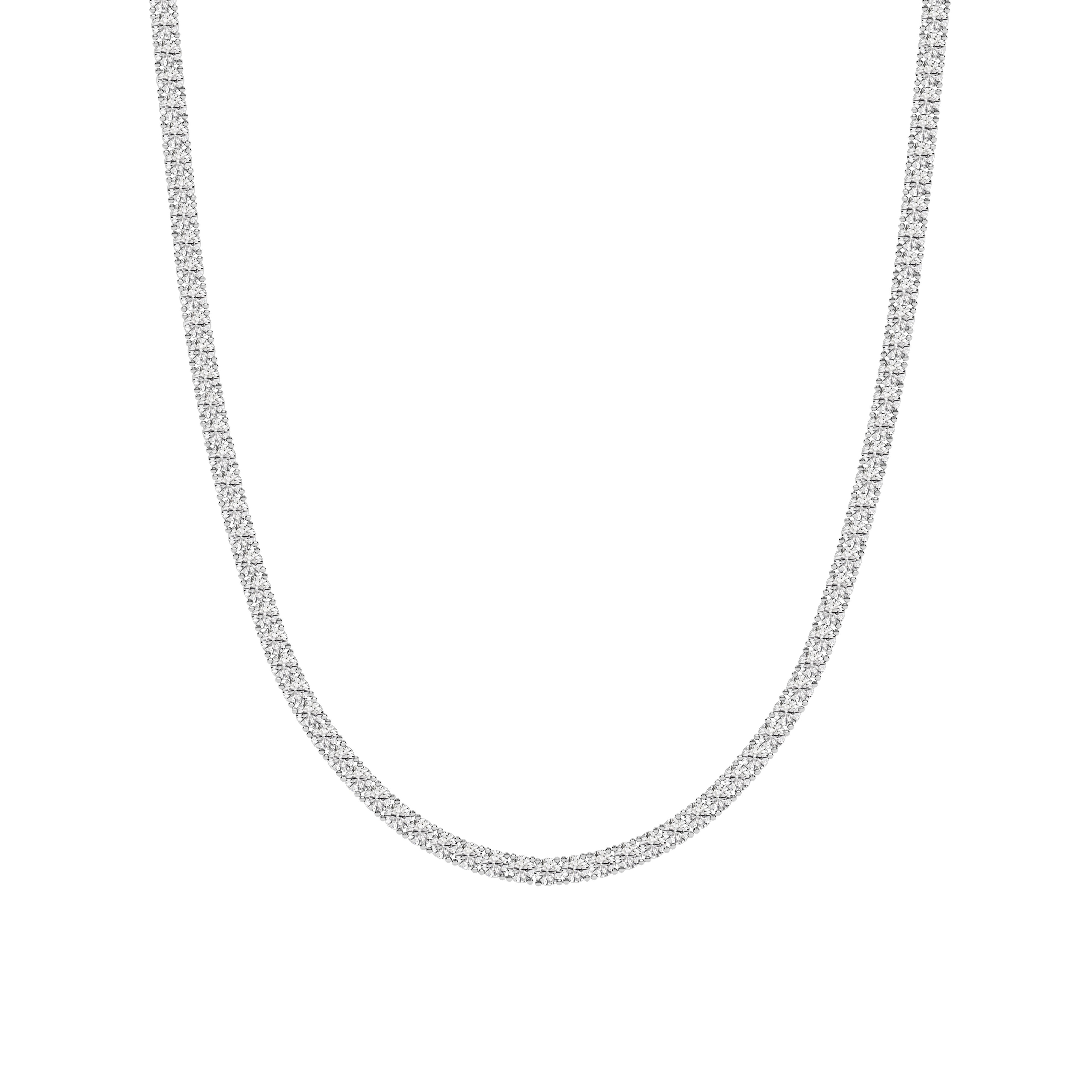 20.00 CT Round Diamond Necklace in 14K White Gold