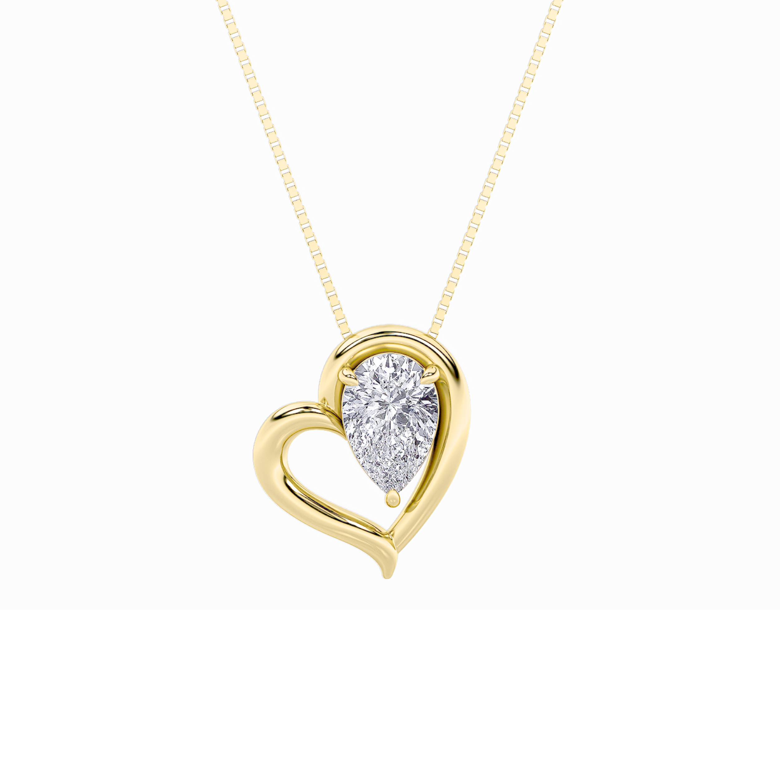0.5Cttw Pear Shaped Lab Grown Diamond (F/VS) Heart Pendant in 14K Yellow Gold