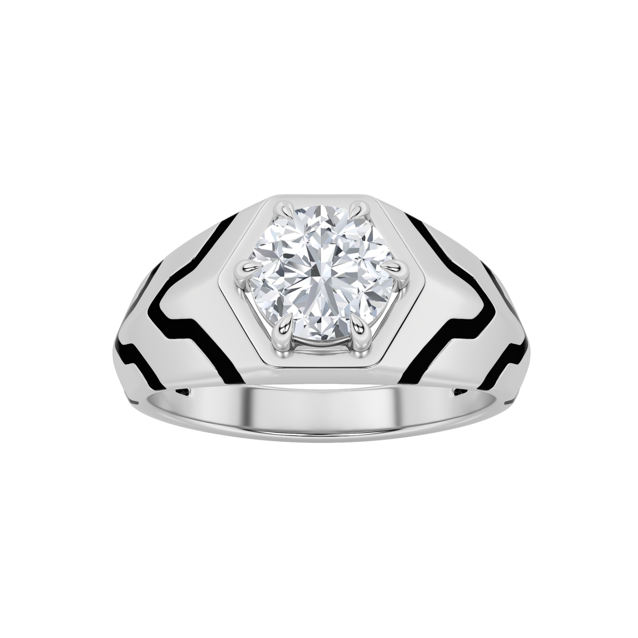 1.5Cttw Round Shaped Lab Grown Diamond (F/VS) Mens Ring in 14K White Gold