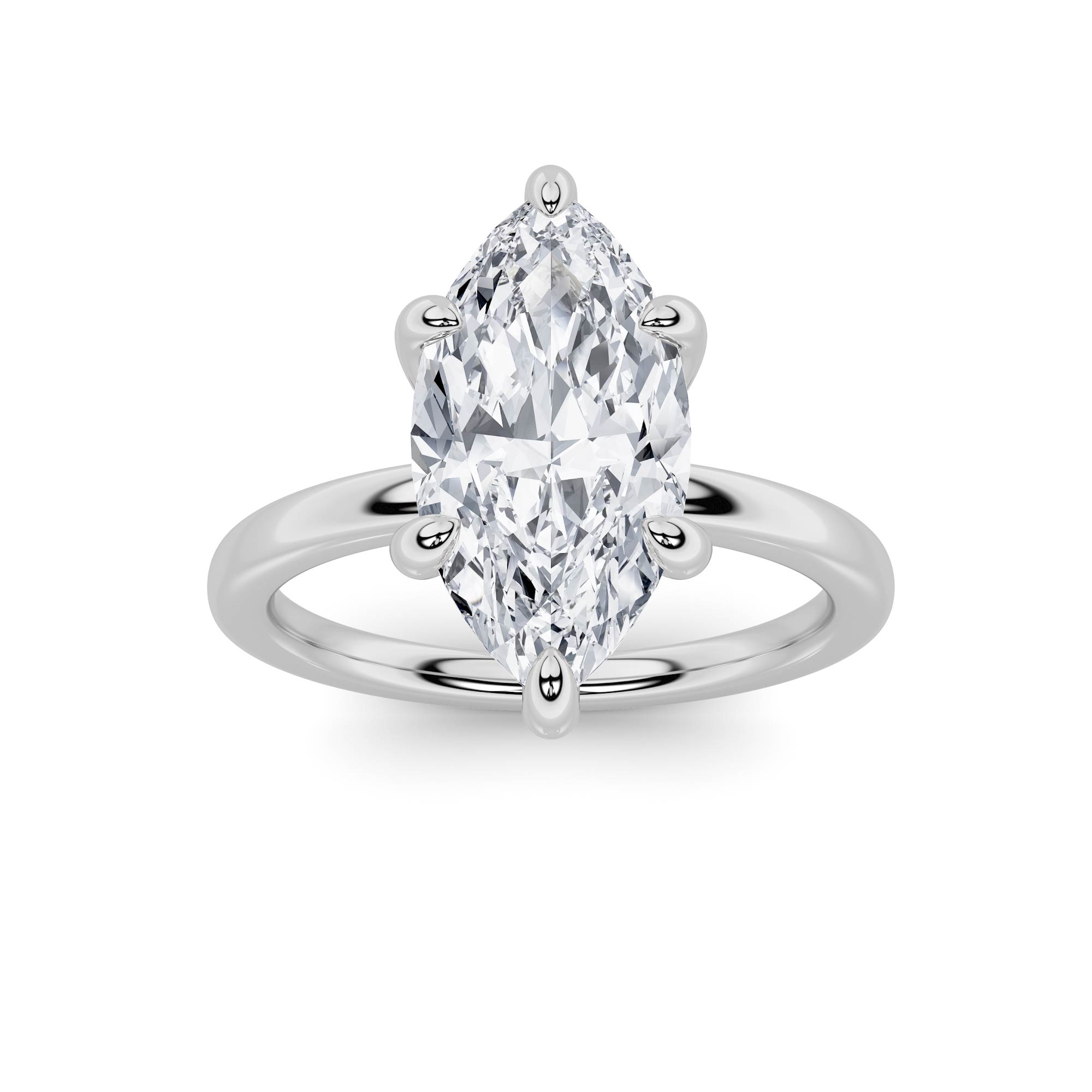 1Cttw Marquise Shaped Lab Grown Diamond Classic Solitaire Ring in 14K Gold (F/VS)