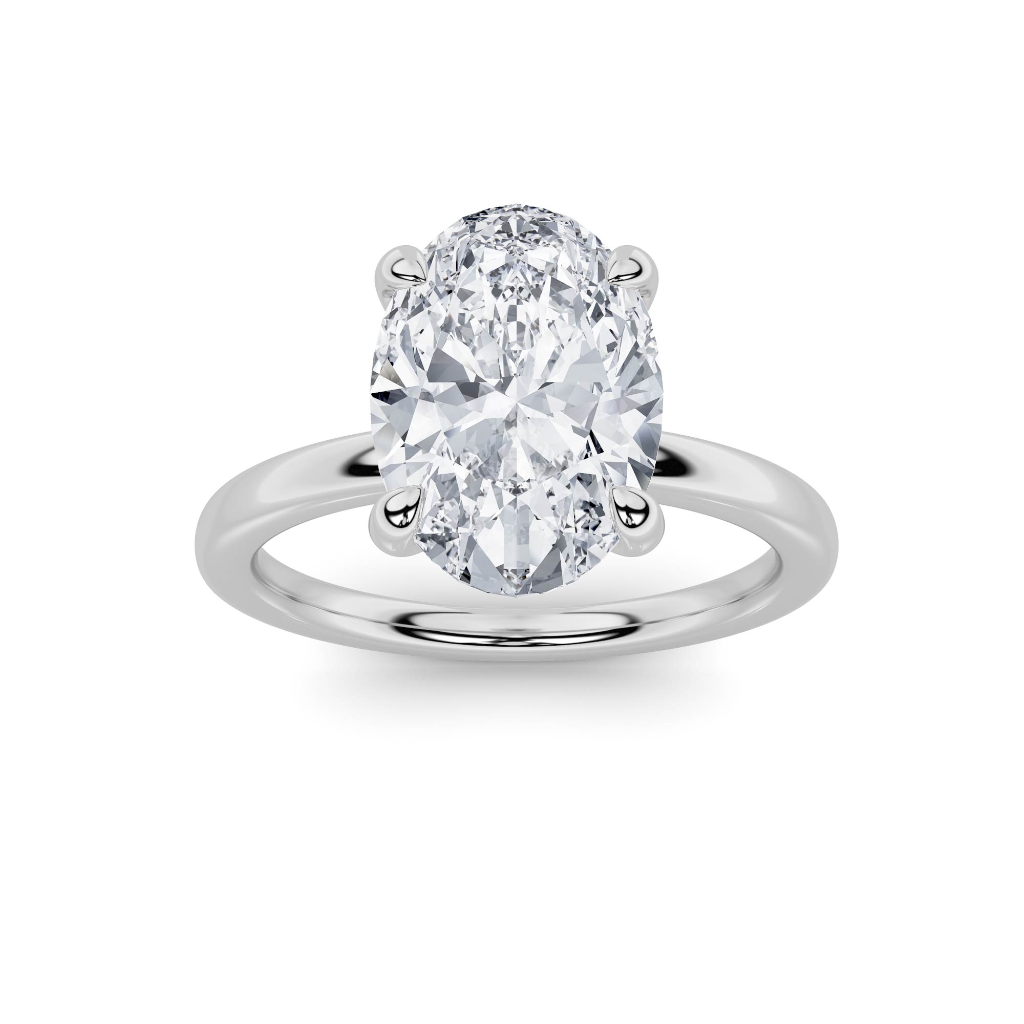 4Cttw Oval Shaped Lab Grown Diamond Classic Solitaire Ring in 14K Gold (F/VS)
