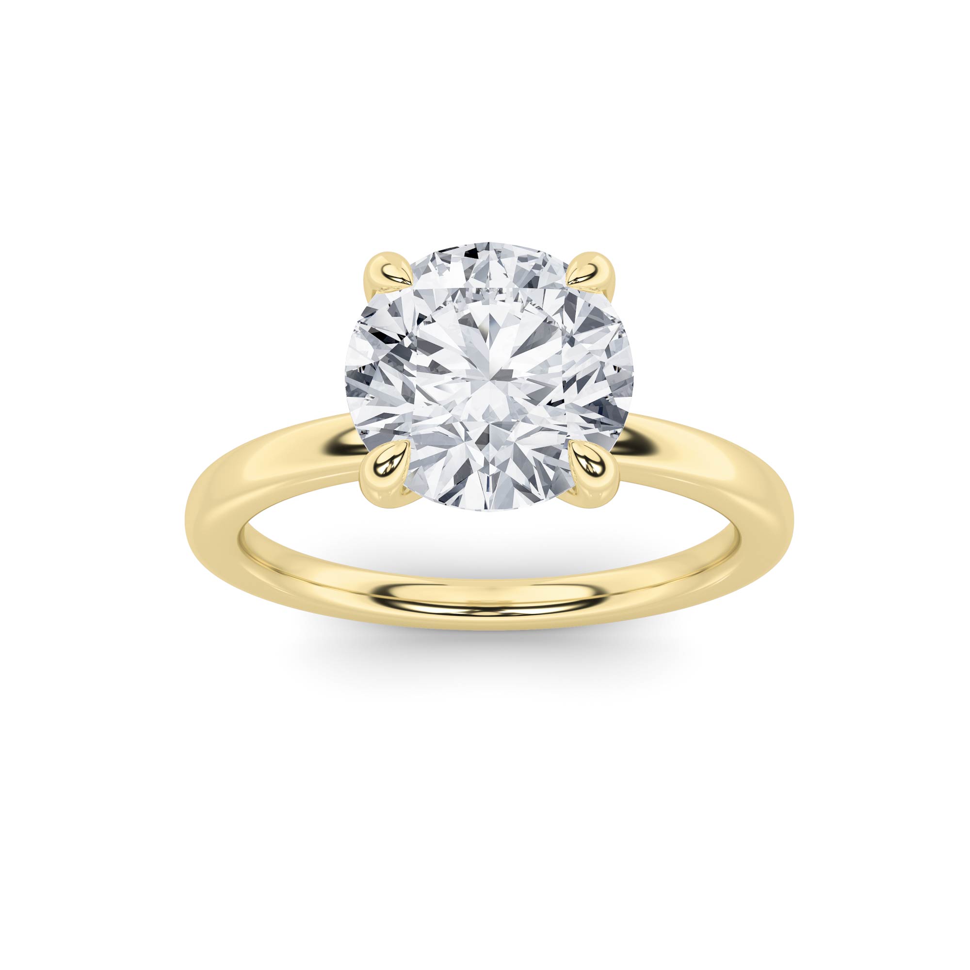 3Cttw Round Shaped Lab Grown Diamond Classic Solitaire Ring in 14K Gold (F/VS)