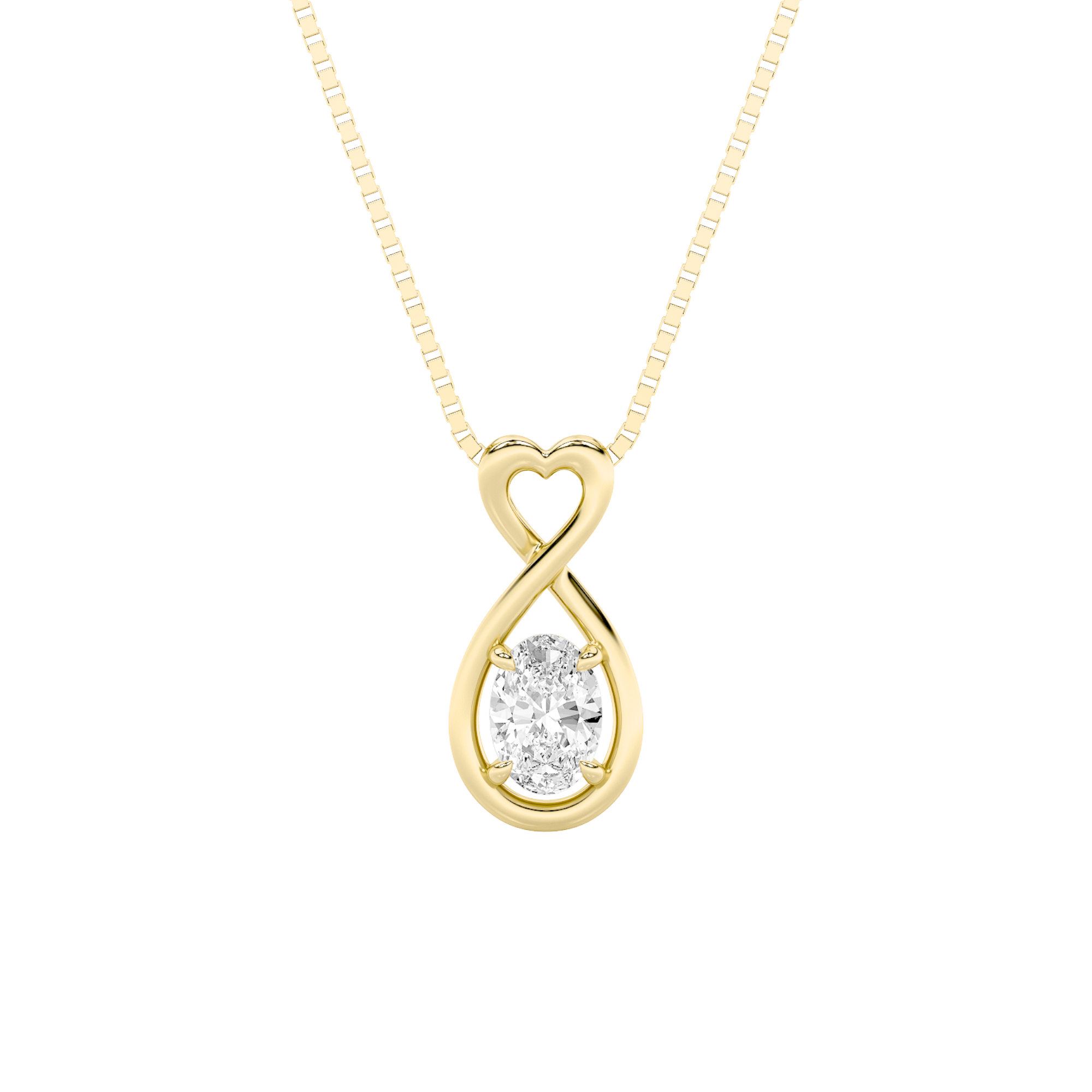 1Cttw Oval Shaped Lab Grown Diamond (F/VS) Fancy Solitaire Pendant in 14K Gold
