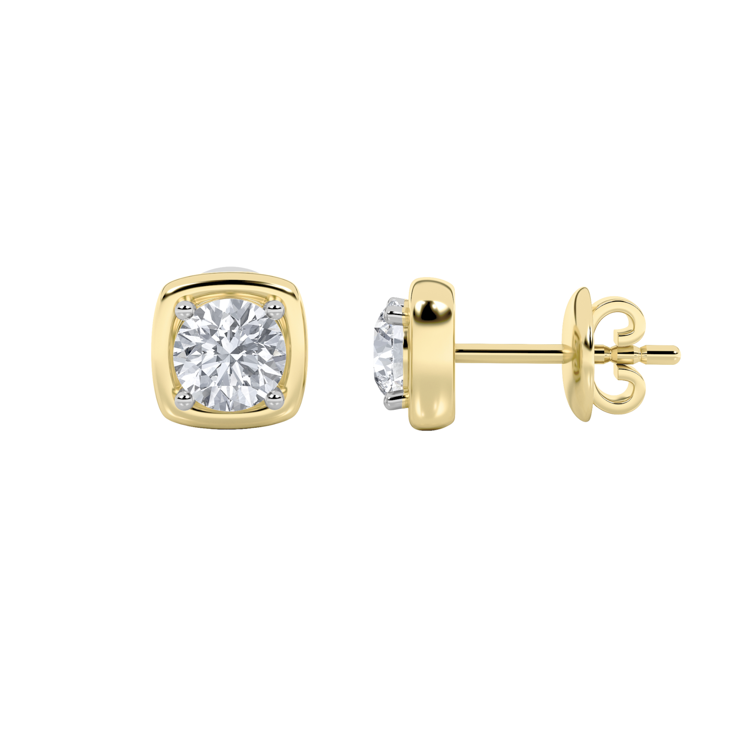 2Cttw Round Shaped Lab Grown Diamond (F/VS) Stud Earrings in 14K Gold