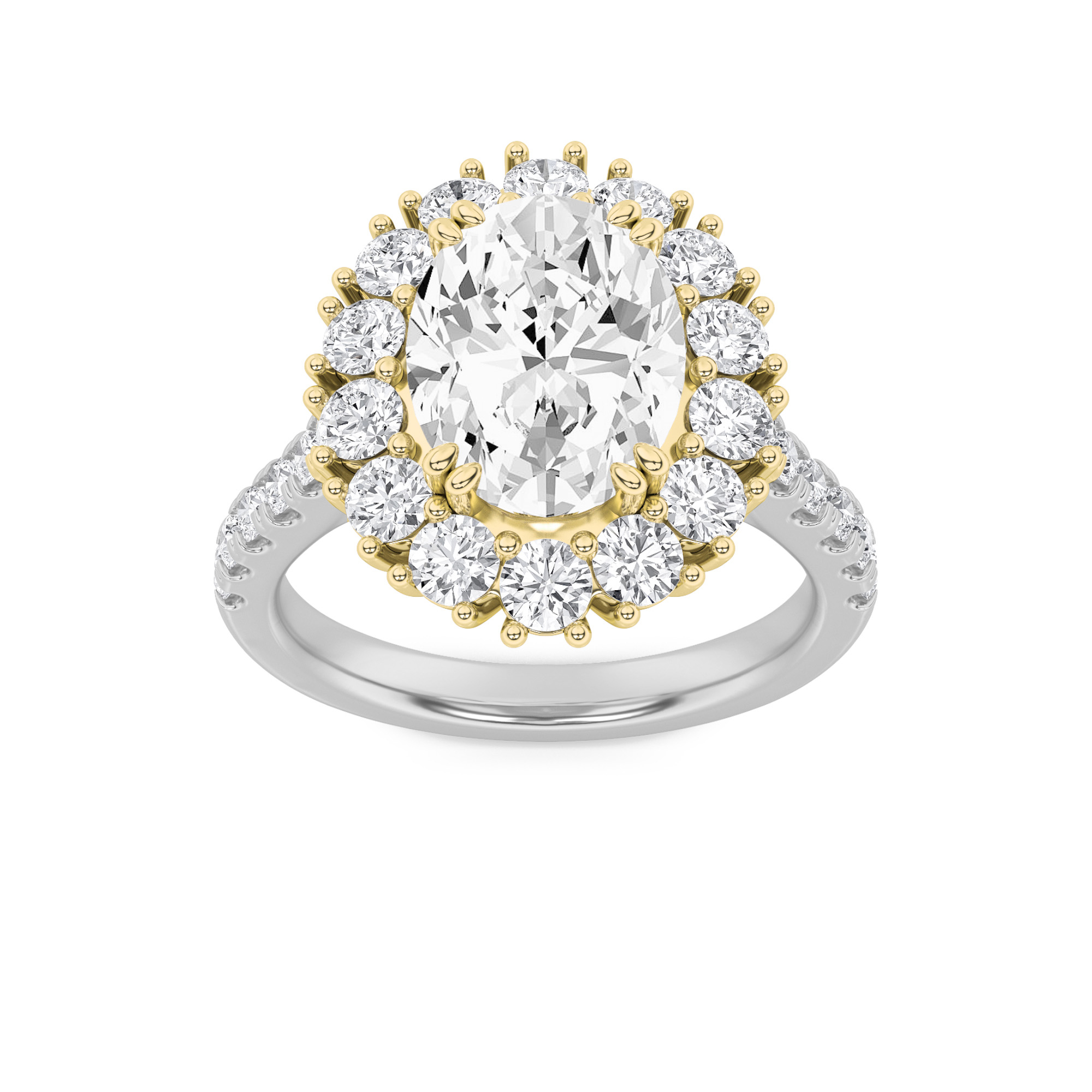 4Cttw Oval Shaped Lab Grown Diamond (F/VS) Bold Classic Engagement Ring in 14K Gold
