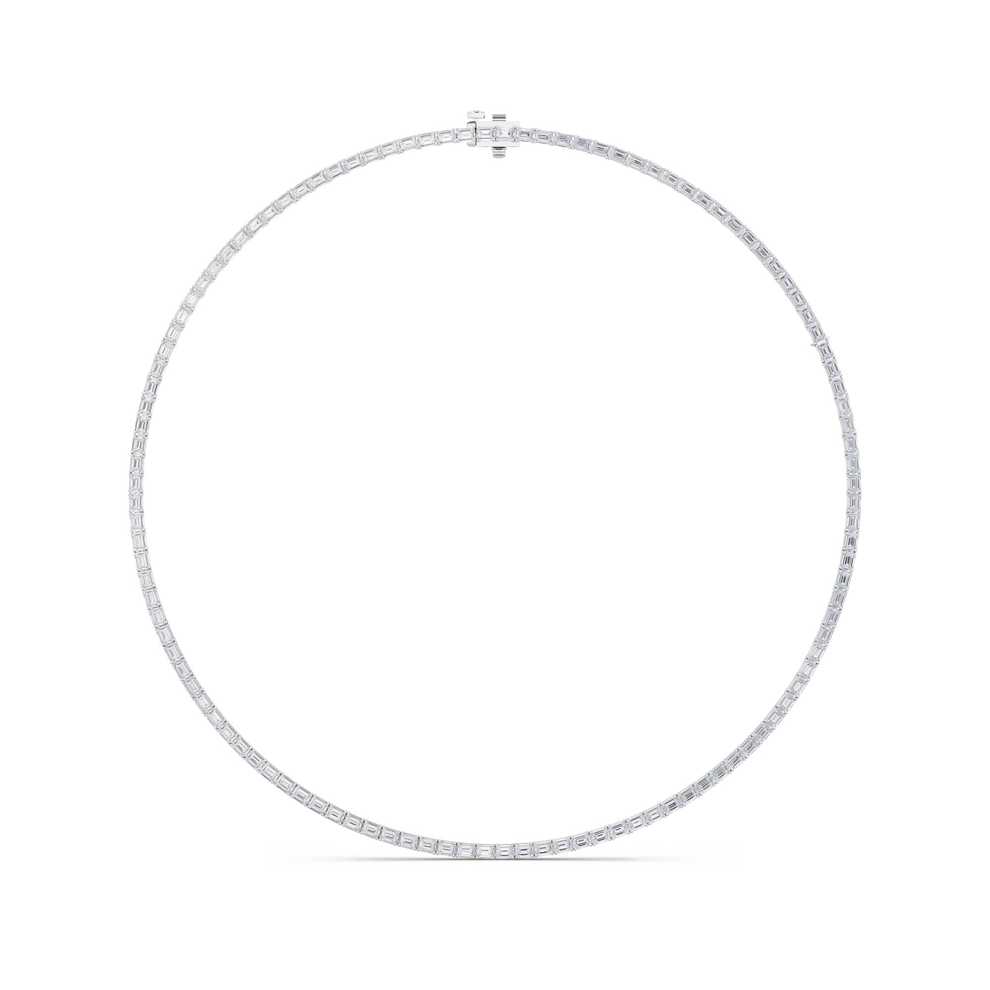 21.00 CT Emerald Diamond Necklace in 14K White Gold