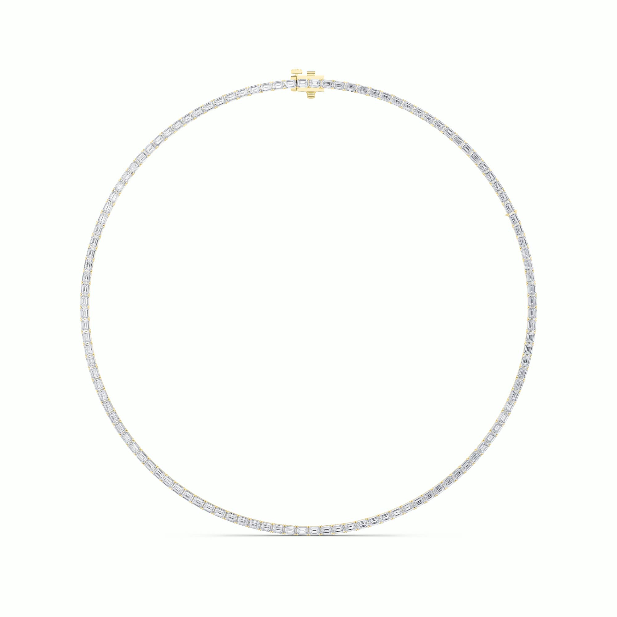 29Cttw Emerald Shaped Lab Grown Diamond Tennis Necklace in 14K Gold (F/VS)