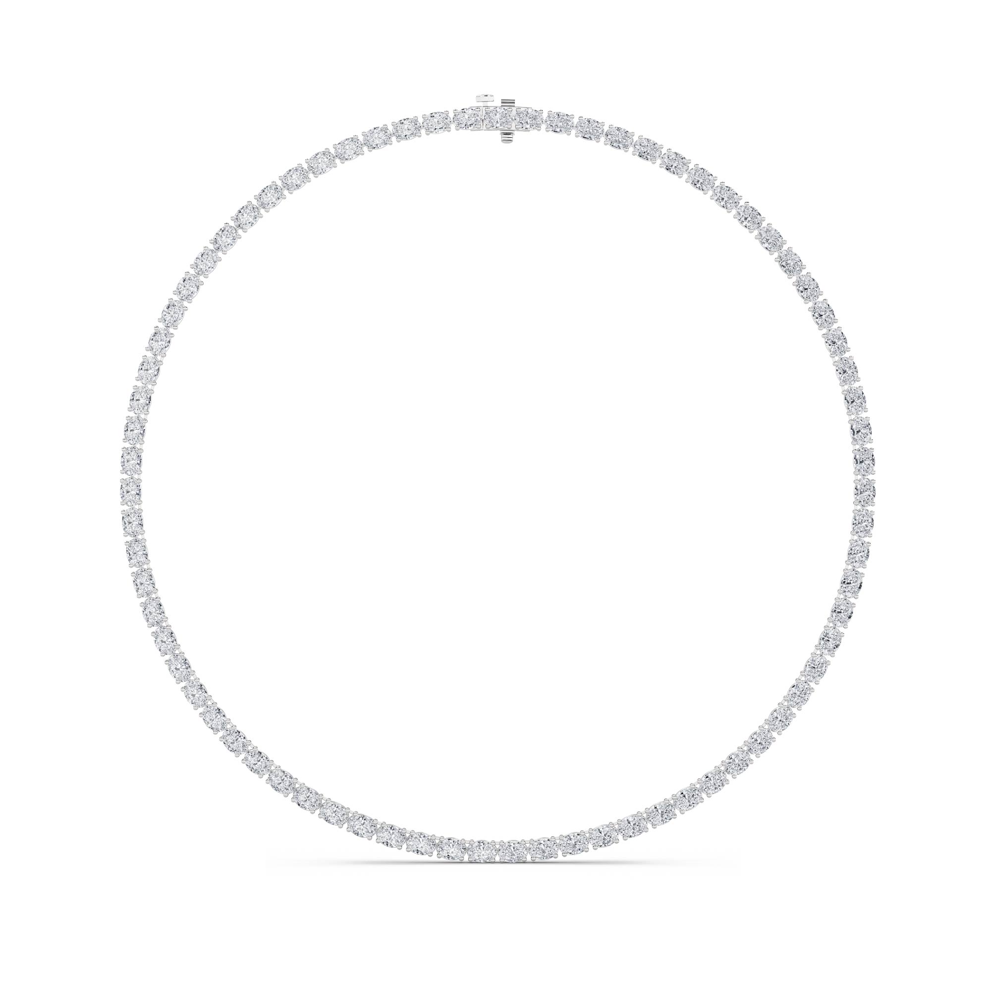 19Cttw Oval Shaped Lab Grown Diamond Tennis Necklace in 14K Gold (F/VS)