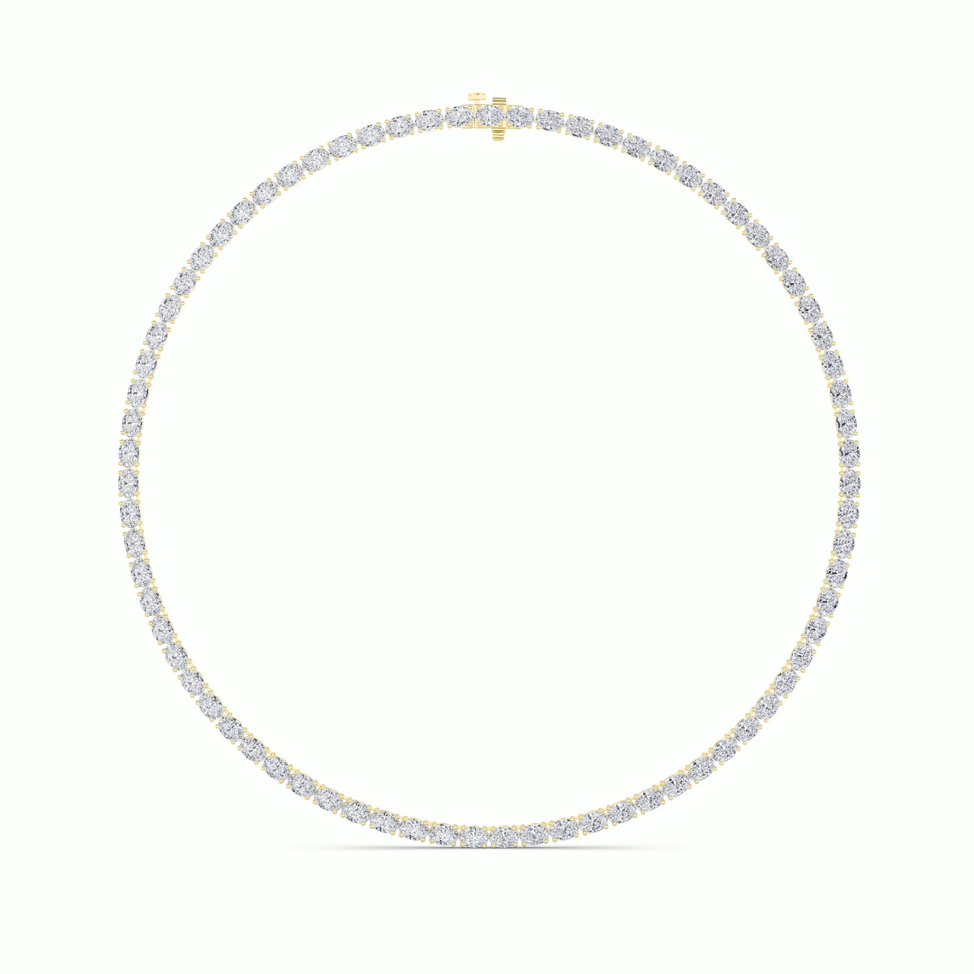 25Cttw Oval Shaped Lab Grown Diamond Tennis Necklace in 14K Gold (F/VS)
