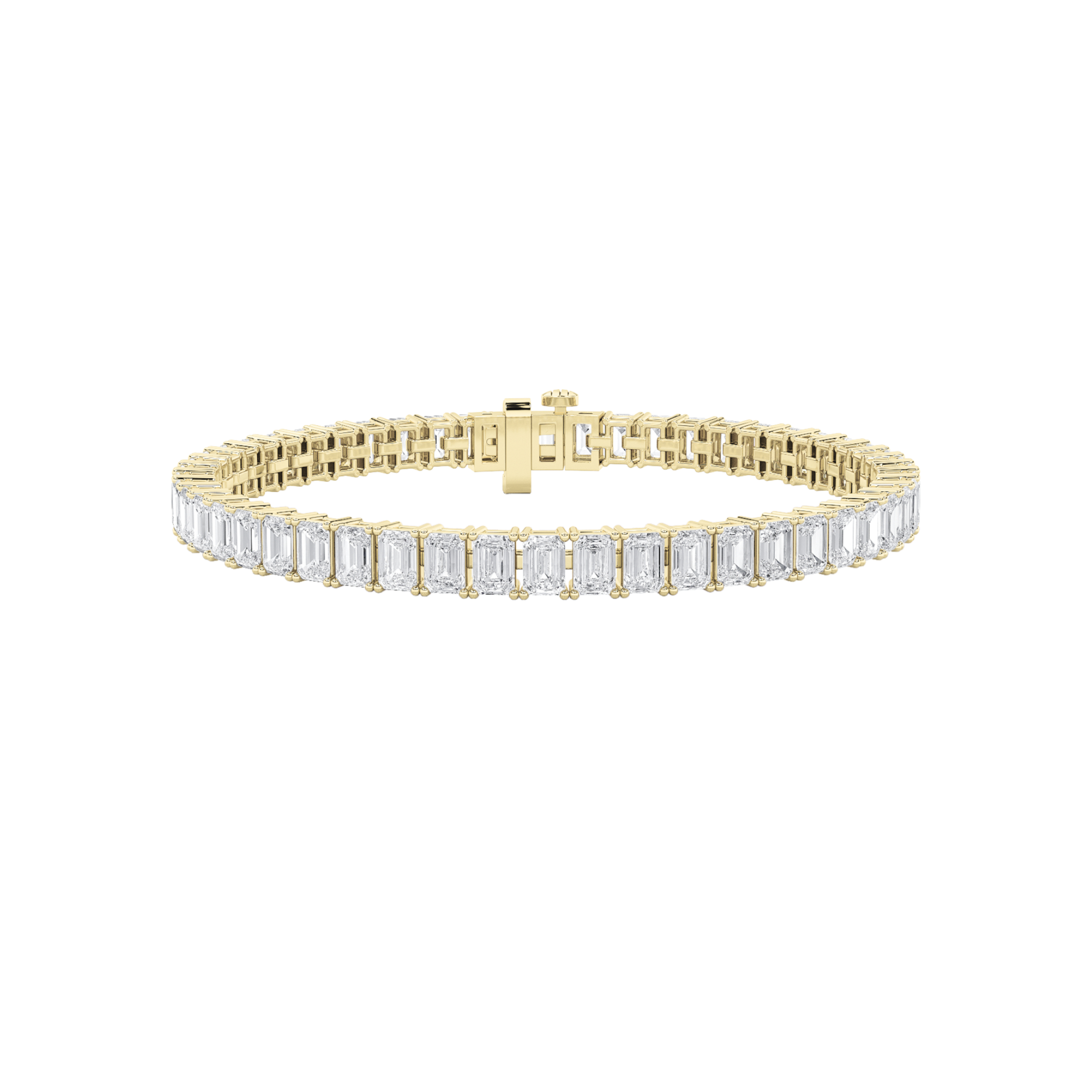 16.75Cttw Emerald Shaped Lab Grown Diamond North  South Bracelet in 14K Gold (F/VS)
