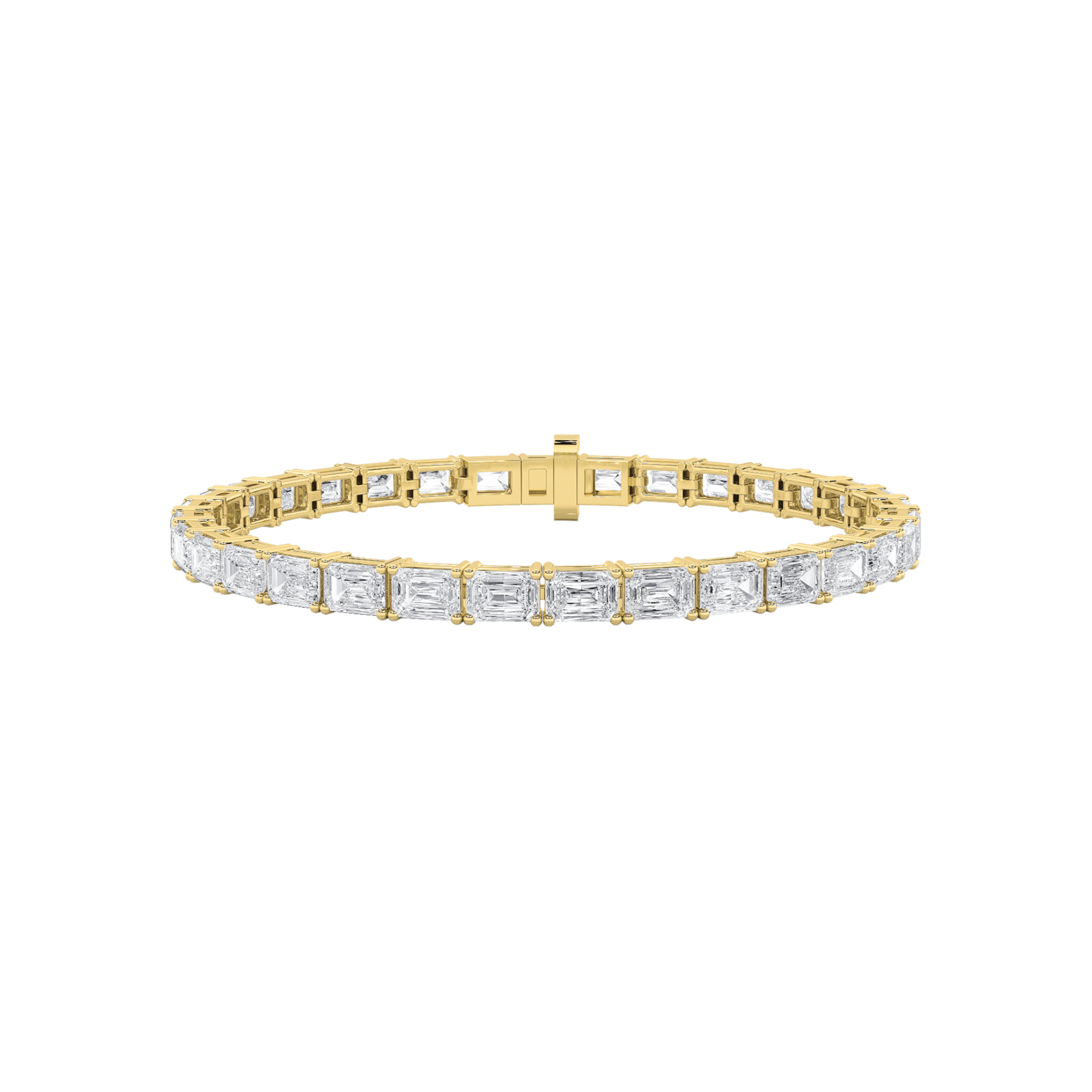 8.5Cttw Emerald Shaped Lab Grown Diamond East & West Bracelet in 14K Gold (F/VS)
