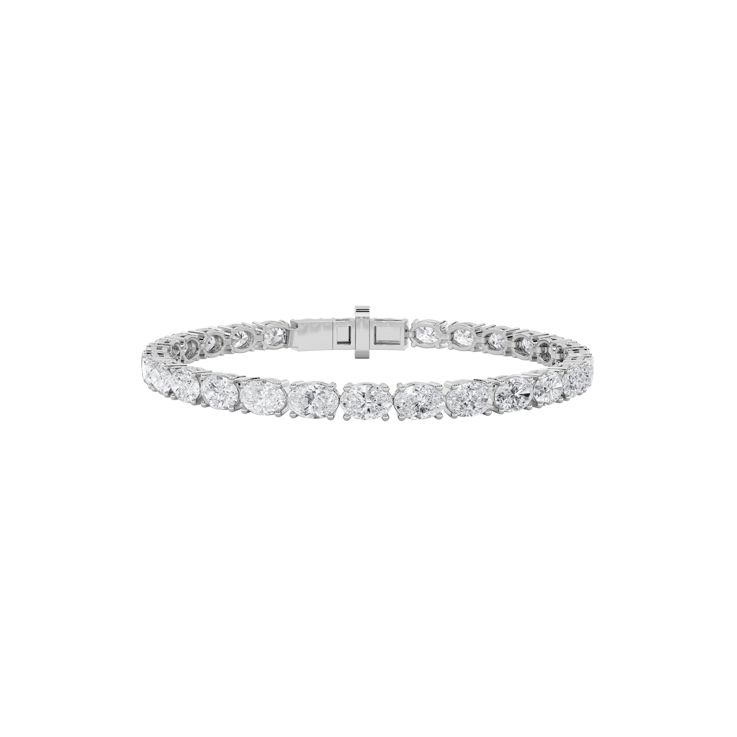 9.5Cttw Oval Shaped Lab Grown Diamond East & West Bracelet in 14K Gold (F/VS)