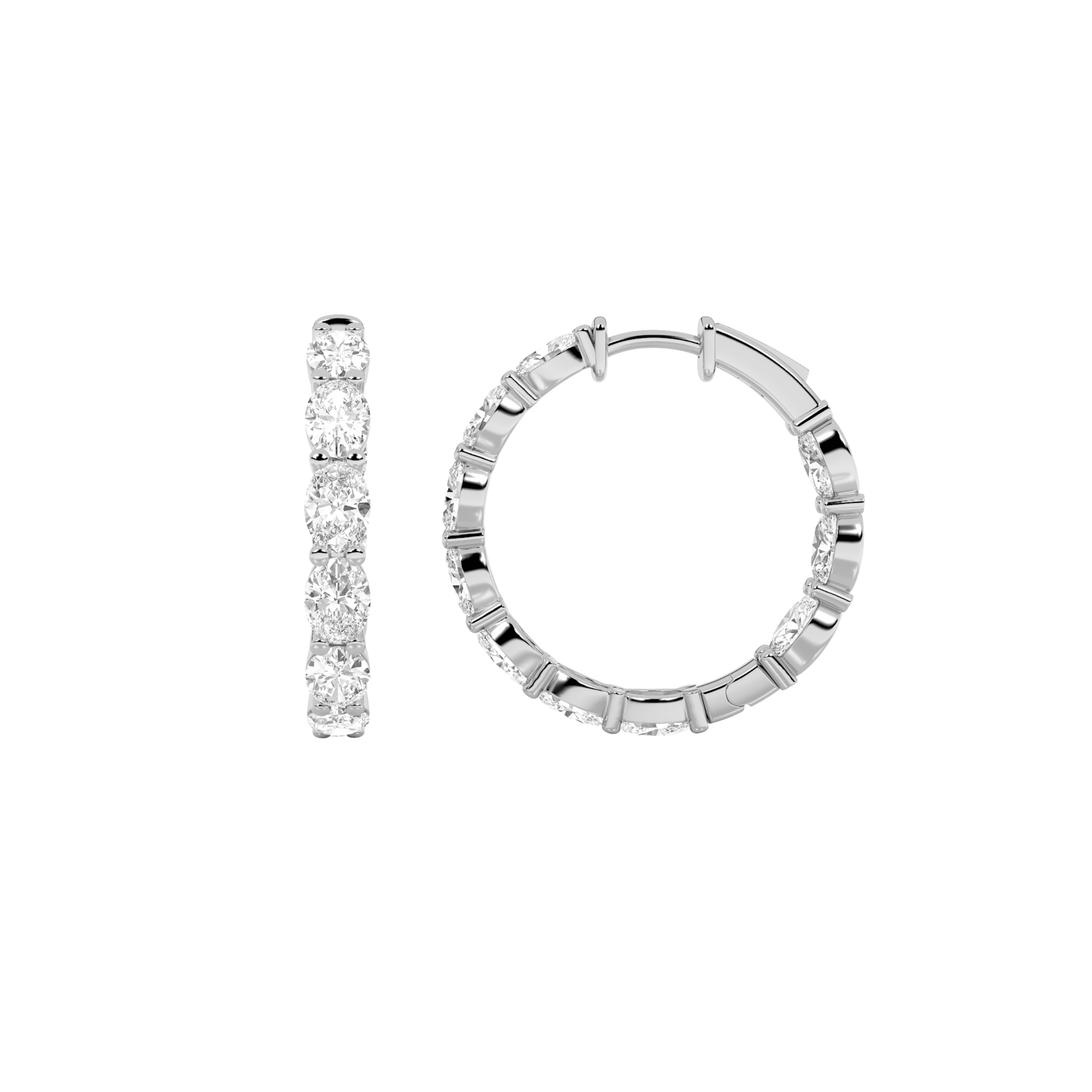 5Cttw Oval Shaped Lab Grown Diamond Inside Out Hoop Earrings in 14K Gold (F/VS)