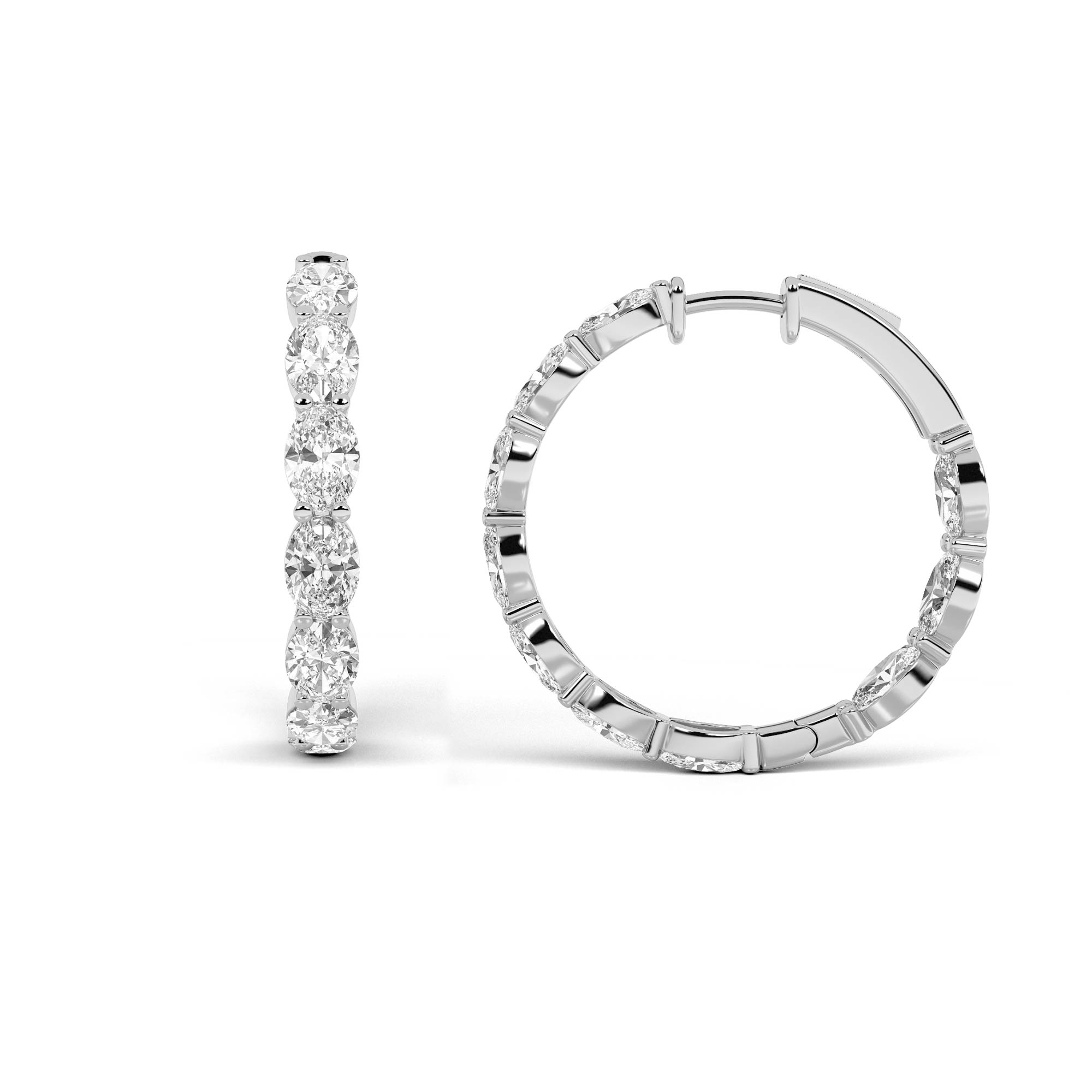 7.00 CT Oval Diamond Earring in 14K White Gold