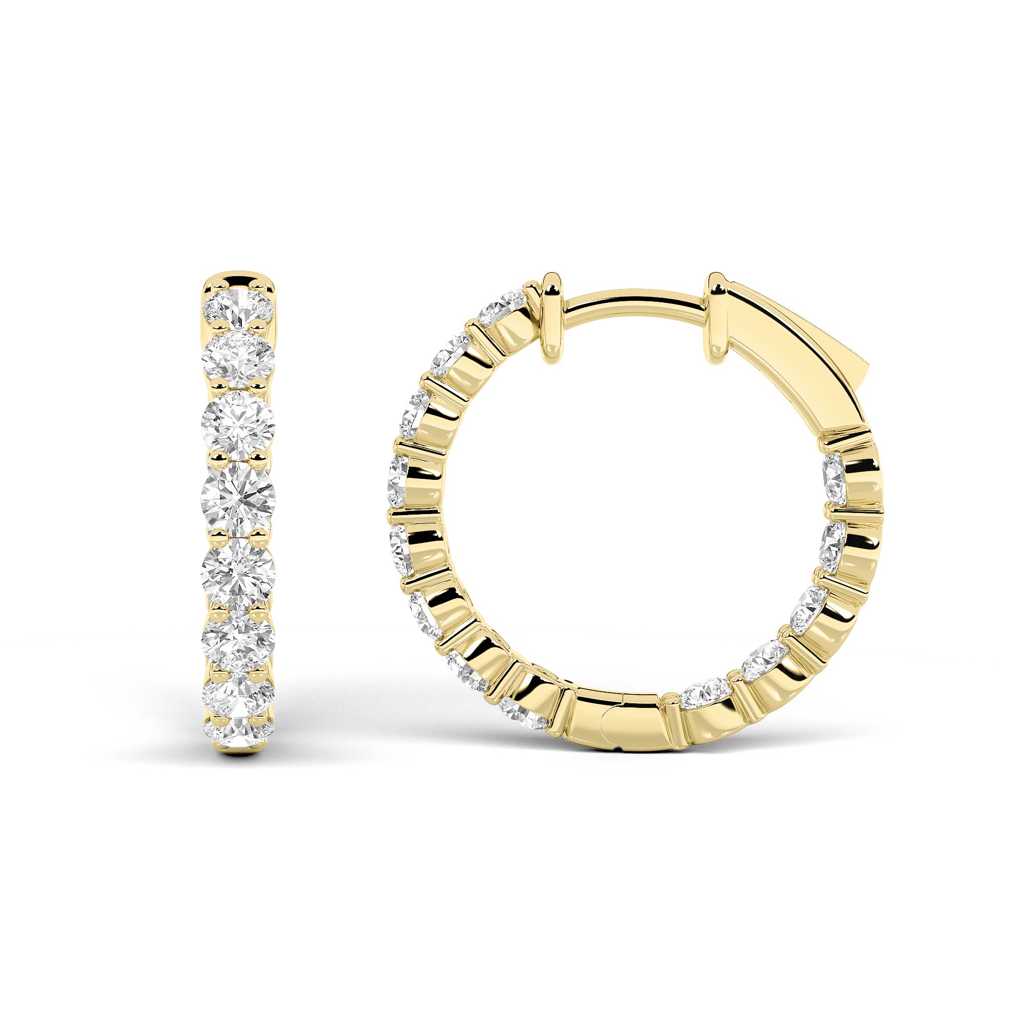3Cttw Round Shaped Lab Grown Diamond Inside Out Hoop Earrings in 14K Gold (F/VS)
