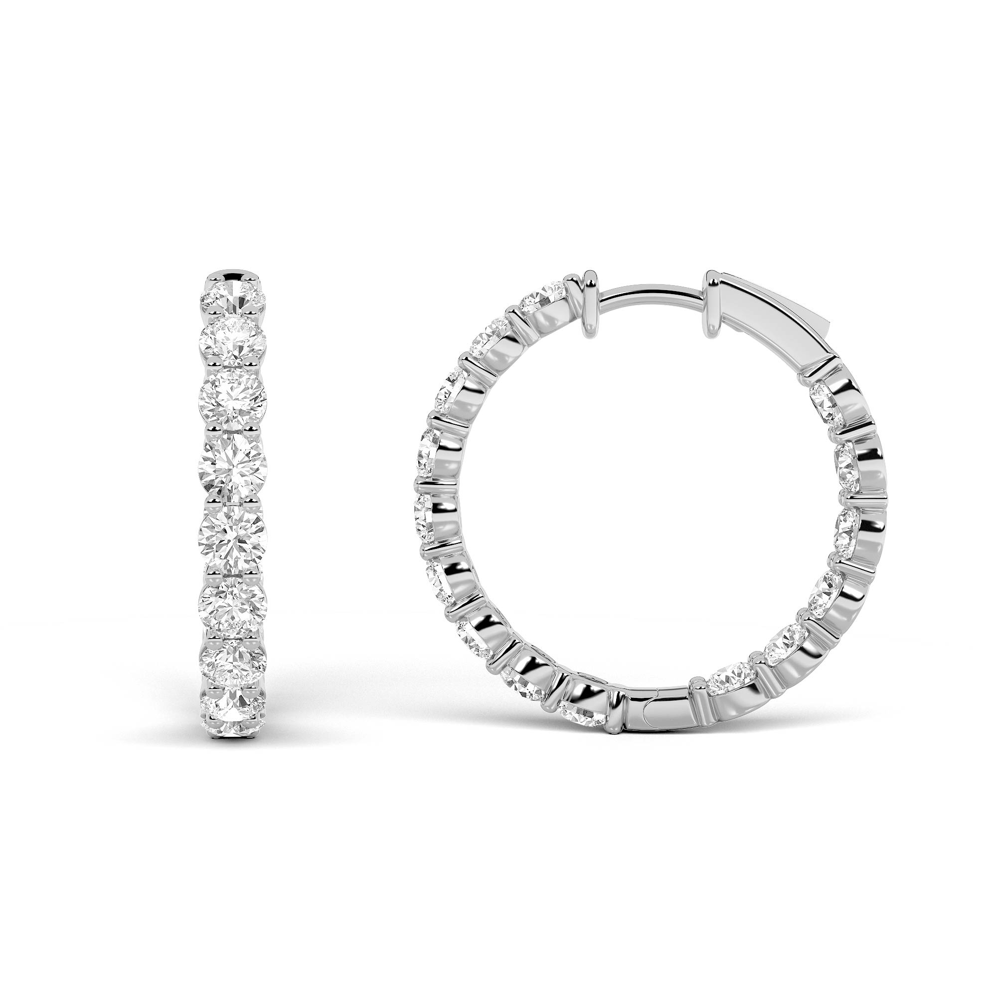 5Cttw Round Shaped Lab Grown Diamond Inside Out Hoop Earrings in 14K Gold (F/VS)