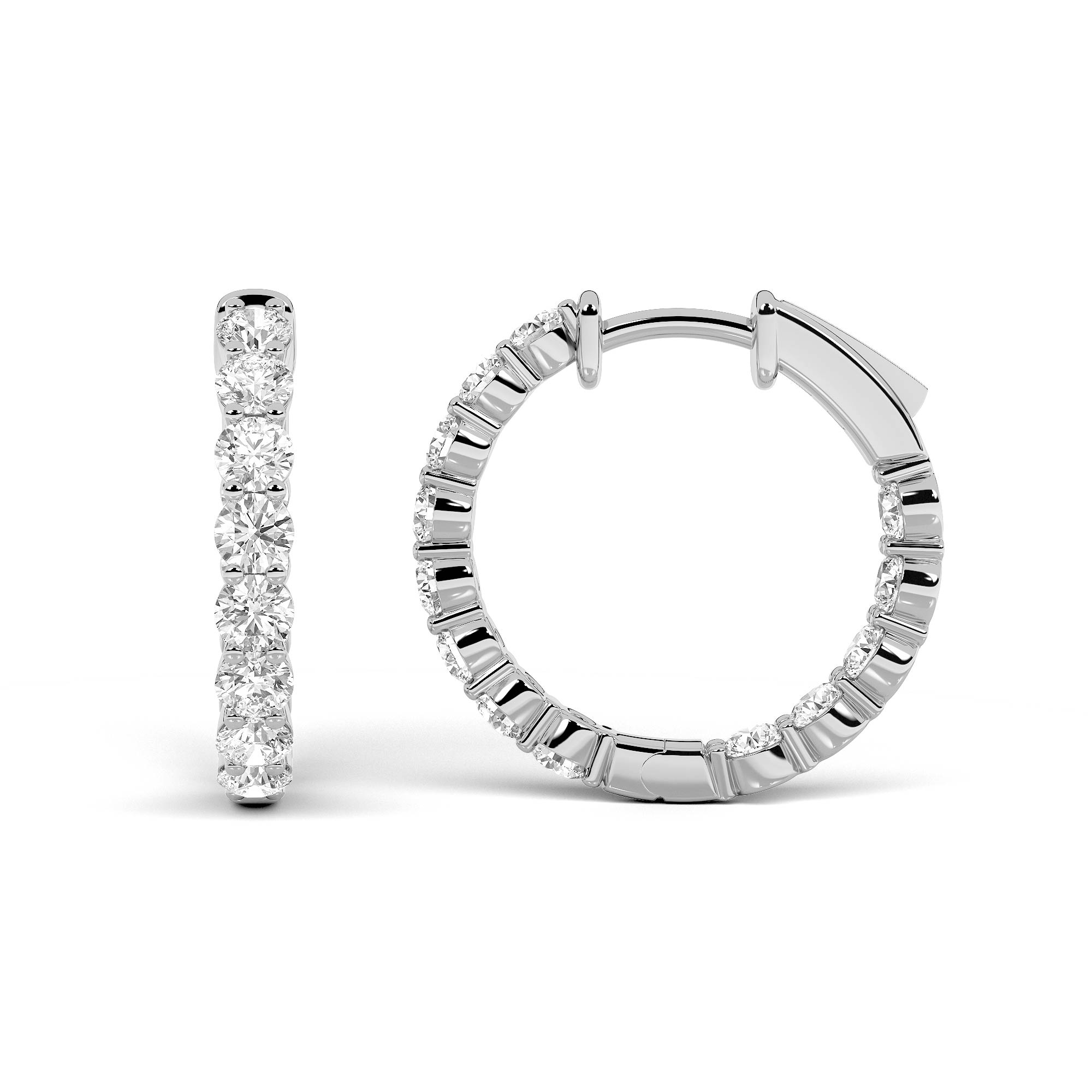 8Cttw Round Shaped Lab Grown Diamond Inside Out Hoop Earrings in 14K Gold (F/VS)