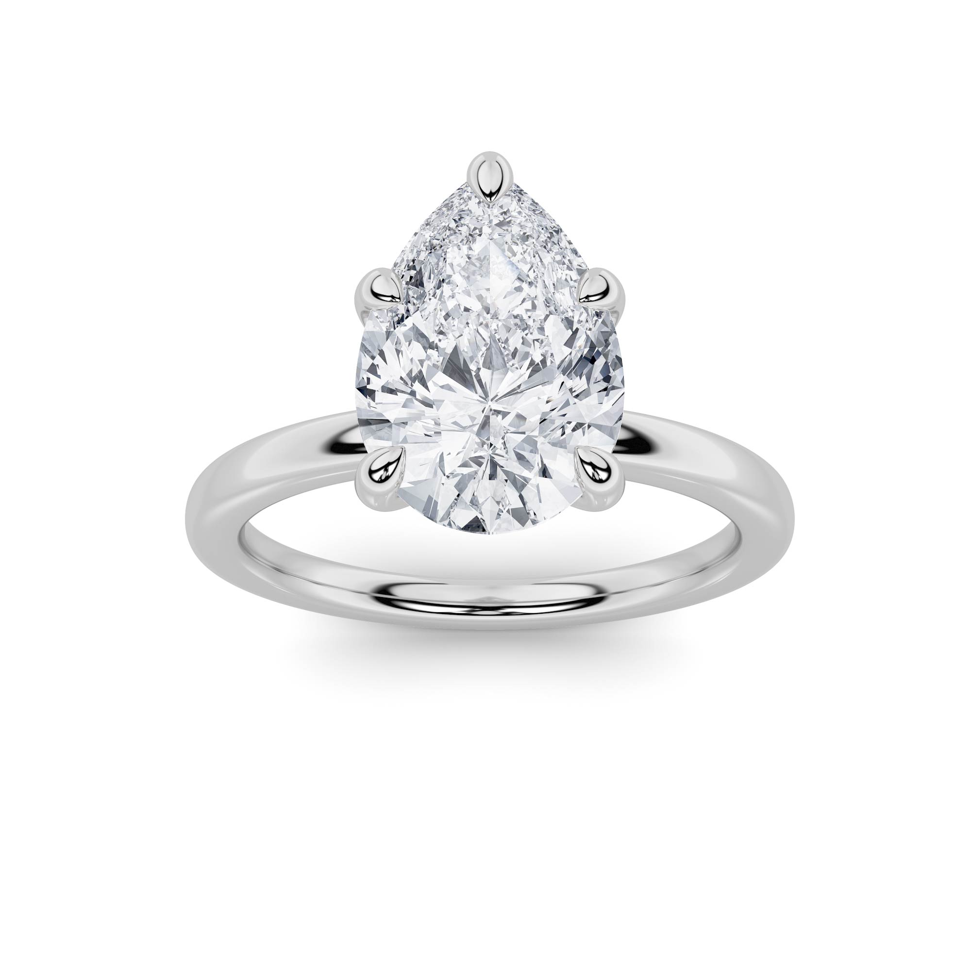 3Cttw Pear Shaped Lab Grown Diamond Classic Solitaire Ring in 14K Gold (F/VS)