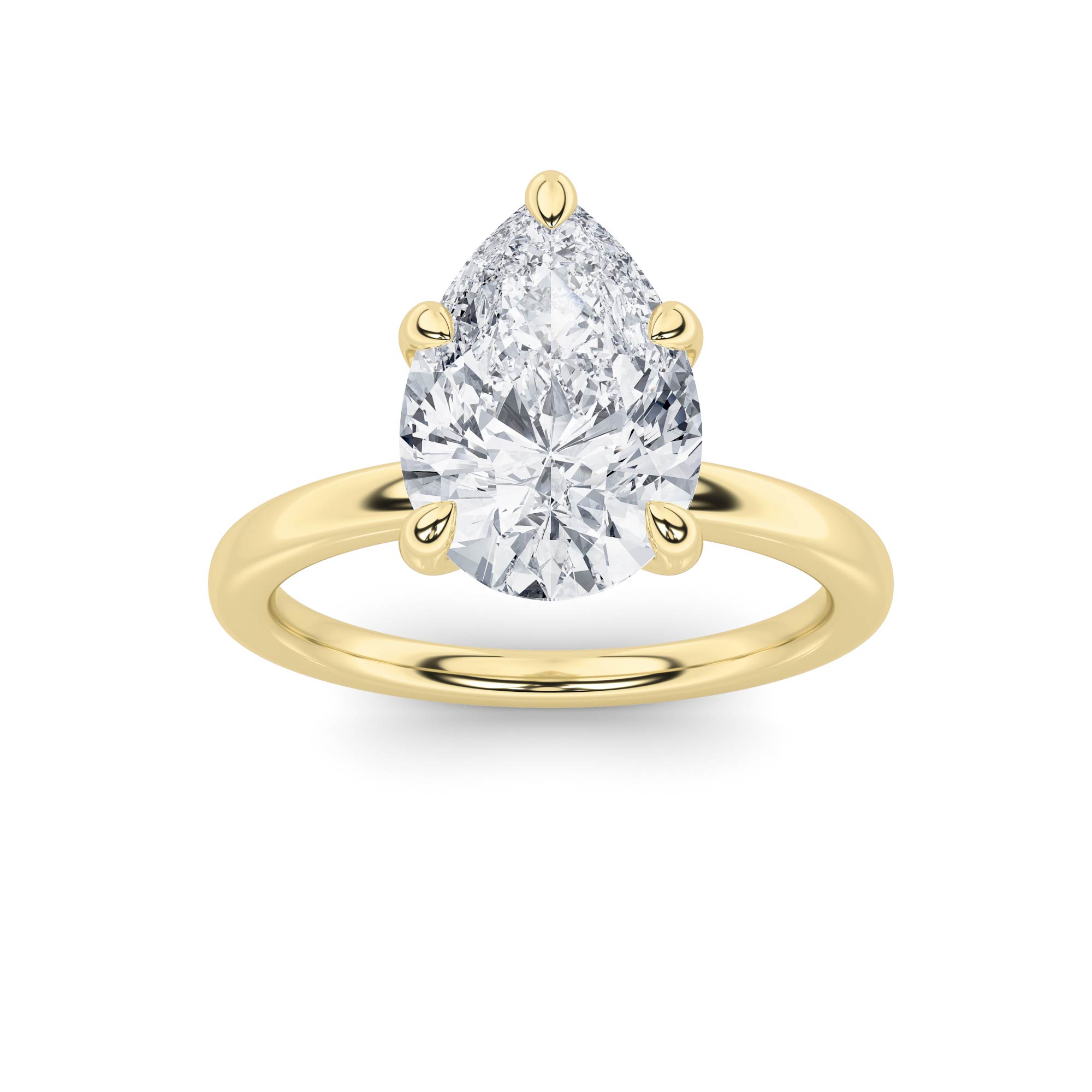 3Cttw Pear Shaped Lab Grown Diamond Classic Solitaire Ring in 14K Gold (F/VS)